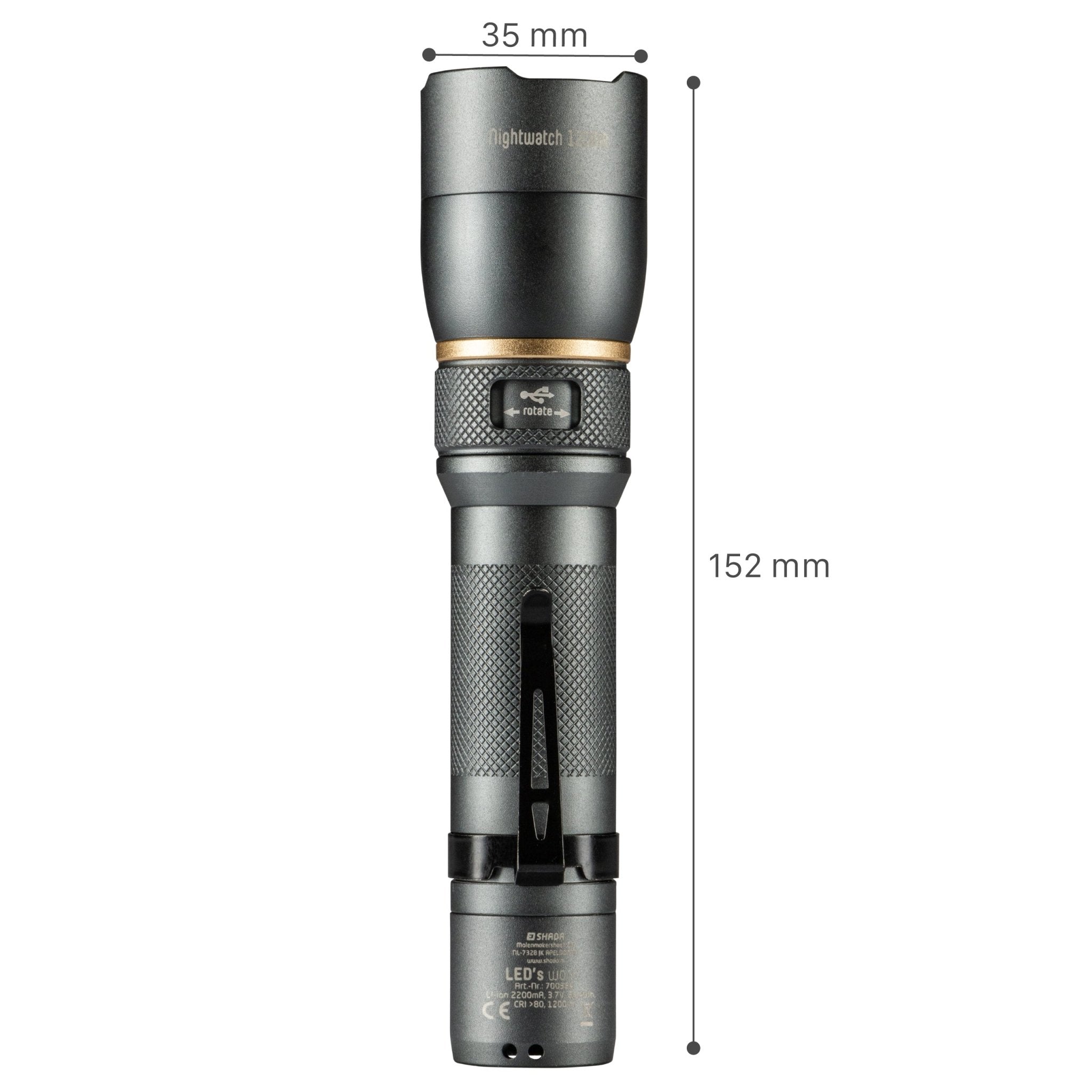 LED's Work Oplaadbare LED Zaklamp - 1200 Lumen - IPX7 Waterdicht - Met 3 lichtstanden - LED.nl