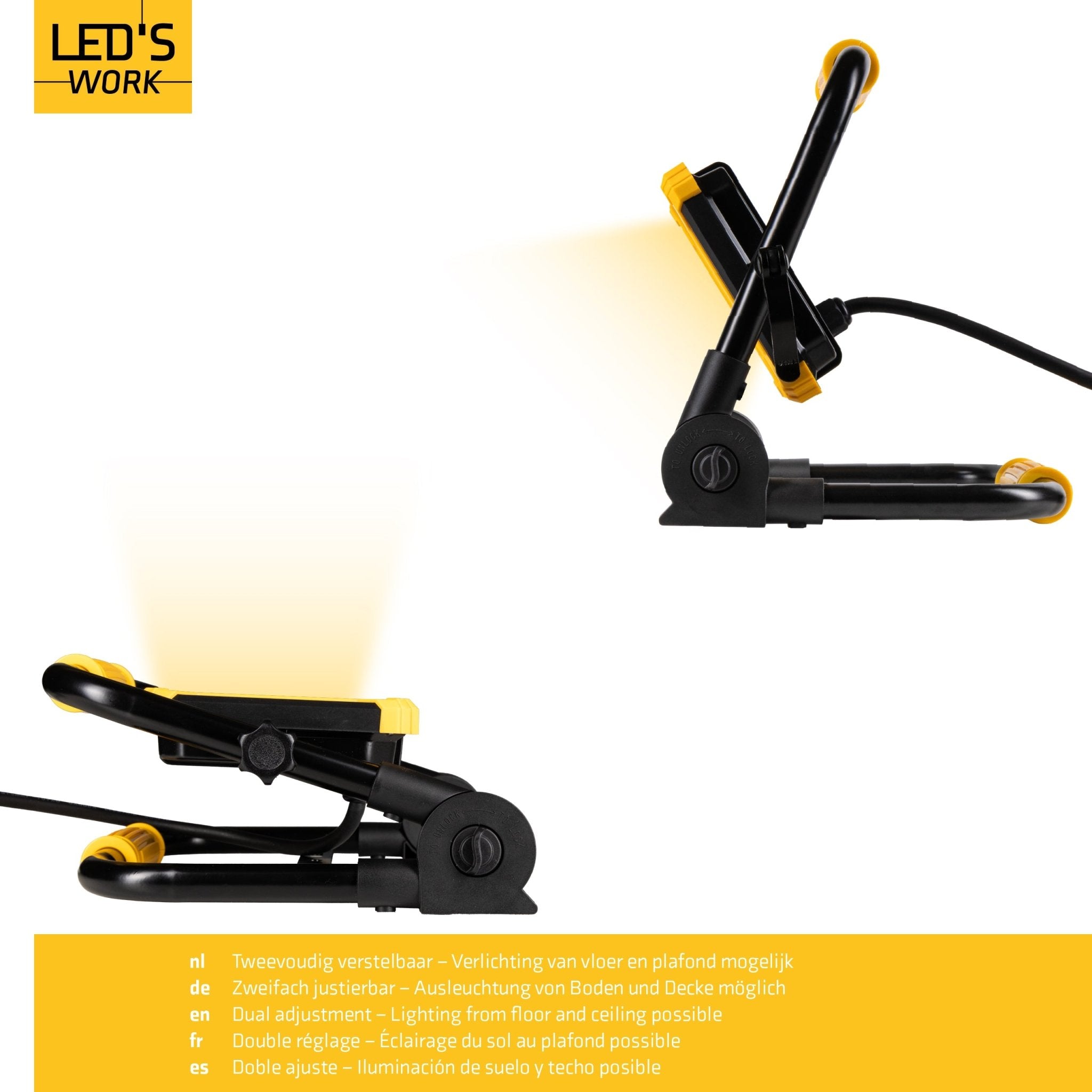 LED's Work Opvouwbare Bouwlamp 3900 - 30W LED vervangt 300W halogeen - 3 meter kabel - LED.nl