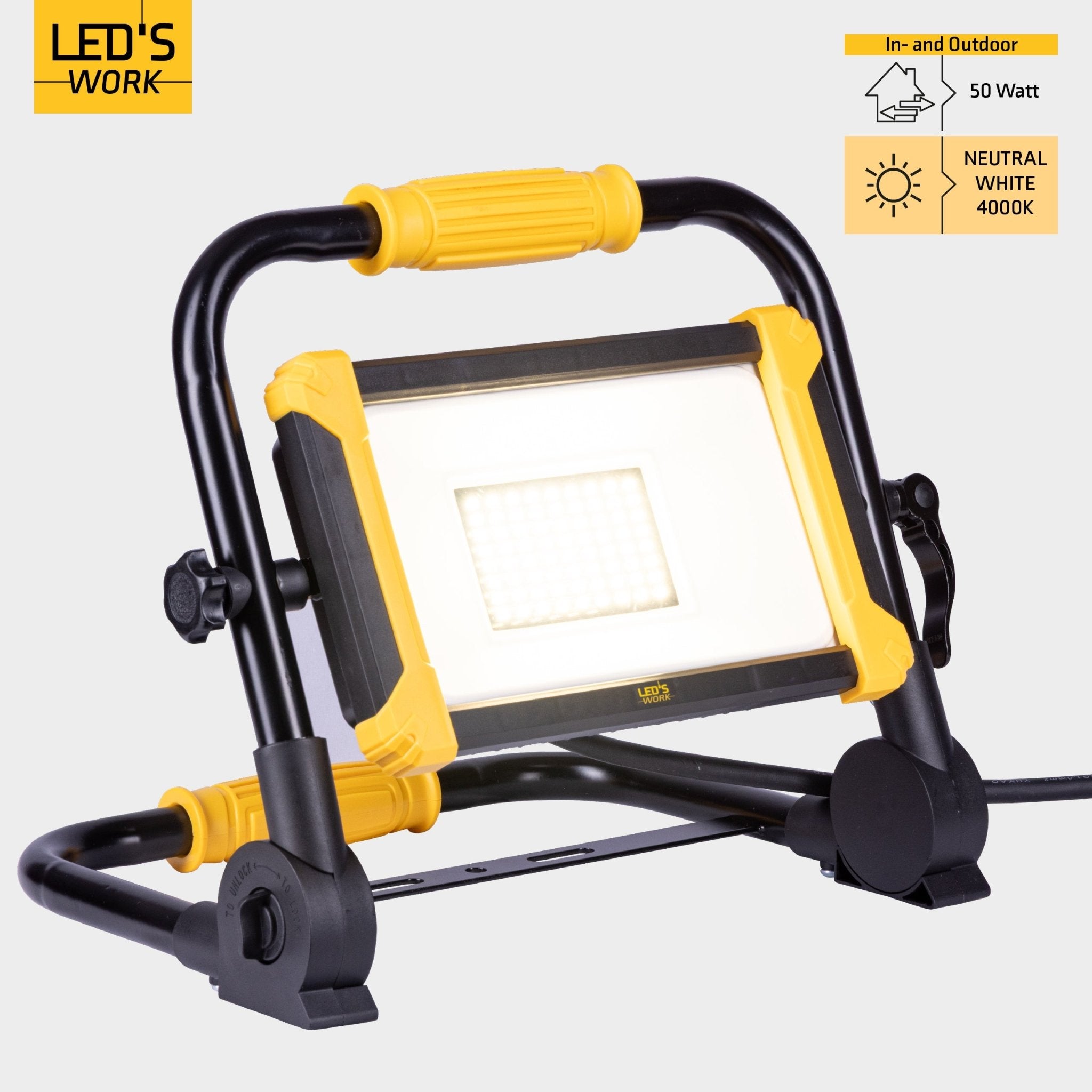 LED's Work Opvouwbare Bouwlamp 6400 - 50W LED vervangt 500W halogeen - 5 meter kabel - LED.nl