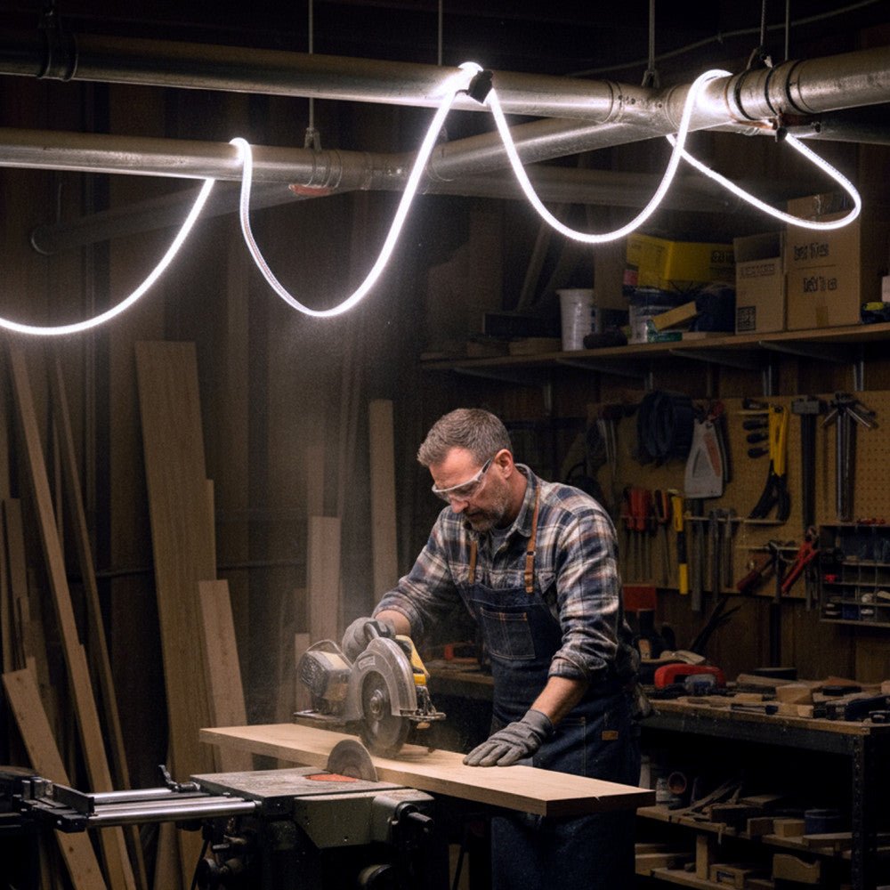 LED's Work Premium Safeline LED Lichtslang 25m 200W 48V 20 000lm 5000K Op Haspel Werklampen LED.nl