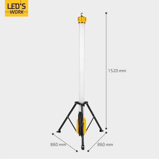 LED's Work Toren bouwlamp met extra stopcontact - Staaf werklamp - 100W - 12000 lm - LED.nl