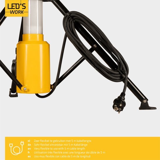 LED's Work Toren bouwlamp met extra stopcontact - Staaf werklamp - 100W - 12000 lm - LED.nl