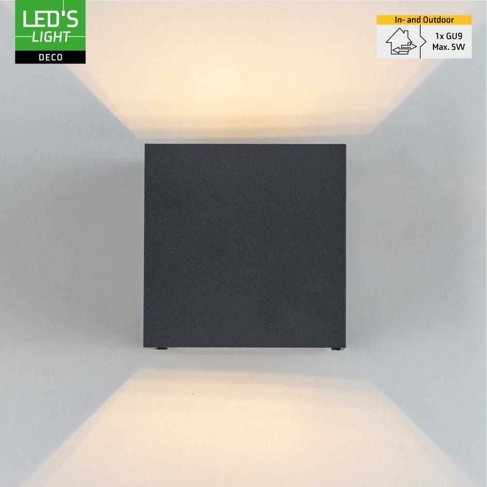 Lumo Cube Antraciet - Wandarmatuur zonder lichtbron - Excl 1xG9 - IP65 - LED.nl