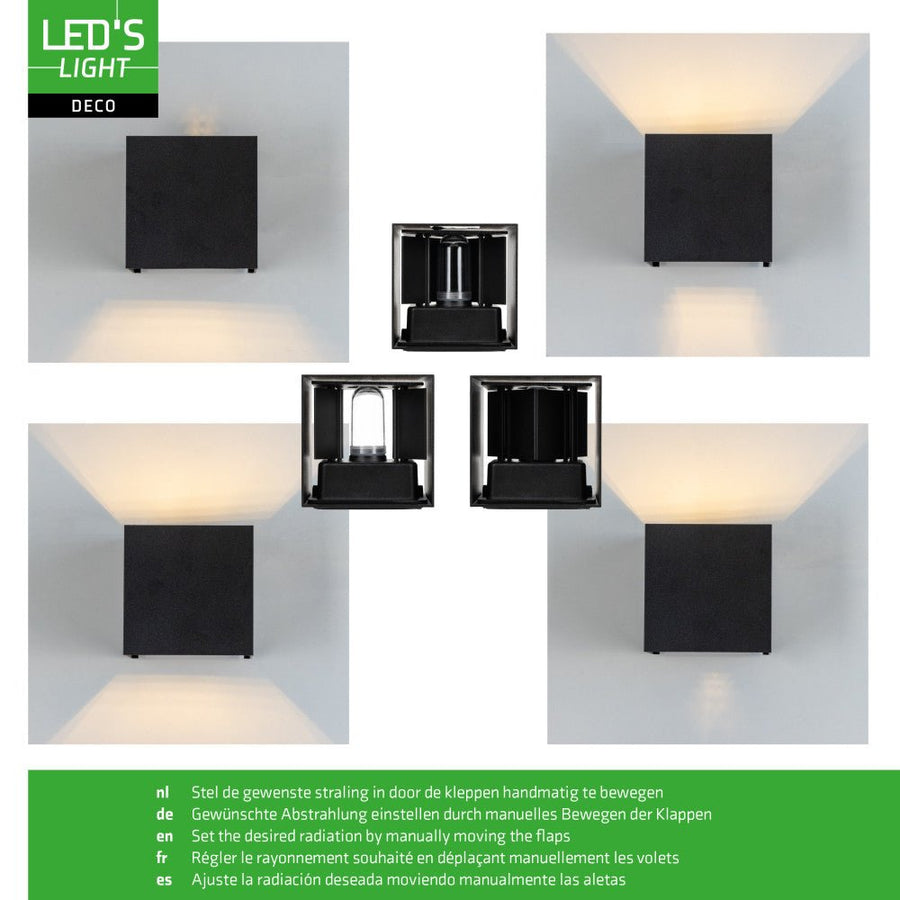 Lumo Cube Zwart - Wandarmatuur zonder lichtbron - Excl 1xG9 - IP65 Wandlampen LED.nl