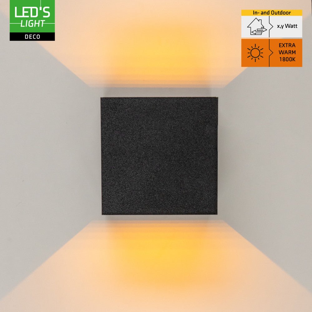 Lumo Qube Wandlamp Buitenlamp met Lichtbron - wandarmatuur - 380lm 1800K - Zwart - IP54 Wandlampen LED.nl