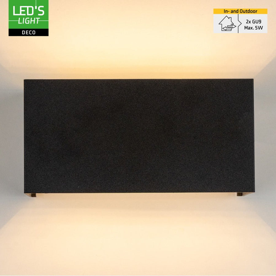 Lumo Recta Zwart - Wandarmatuur zonder lichtbron - Excl 2xG9 - IP65 Wandlampen LED.nl