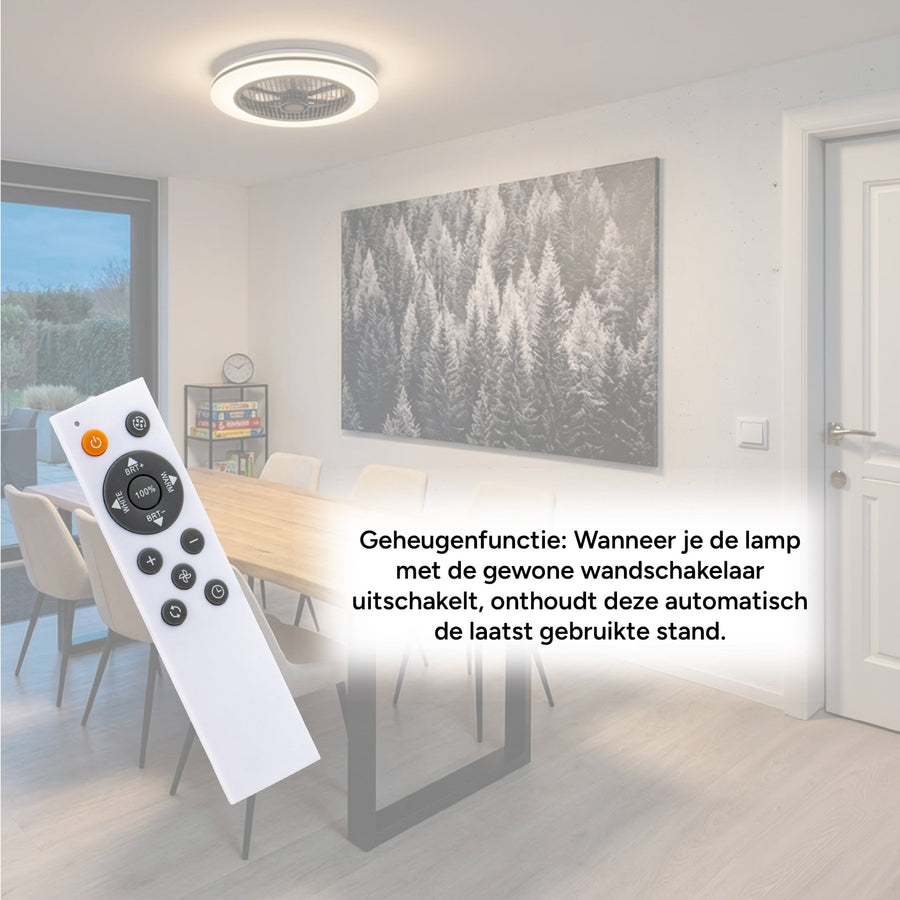 Moderno 3D plafondventilator met verlichting 50cm – Dimmen en lichtkleur instellen via afstandsbediening – Met zomer- en winterstand en timerfunctie Plafondventilatoren Led.nl