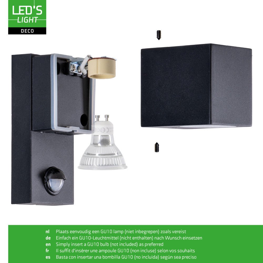 NØRD Down Sensor - Aluminium - 1xGU10 - Zwart - IP44 LED.nl