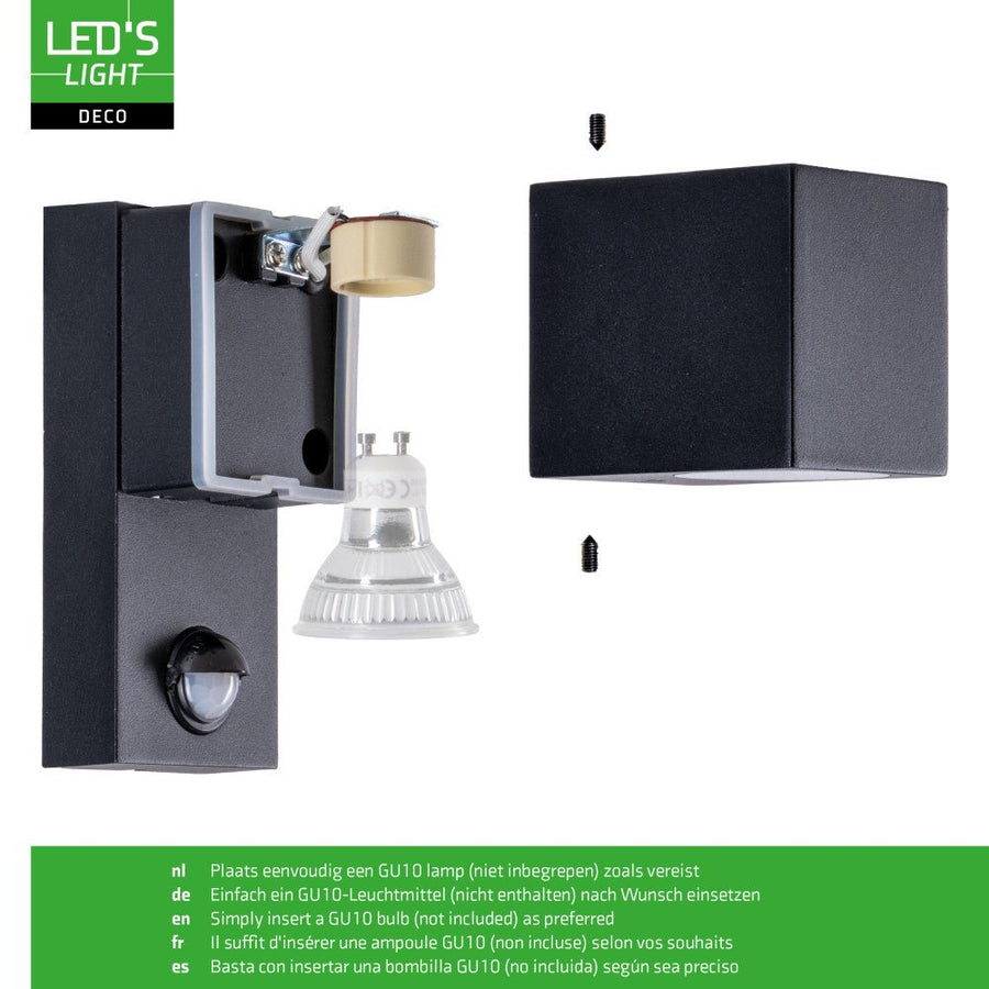 NØRD Down Sensor - Aluminium - 1xGU10 - Zwart - IP44 LED.nl
