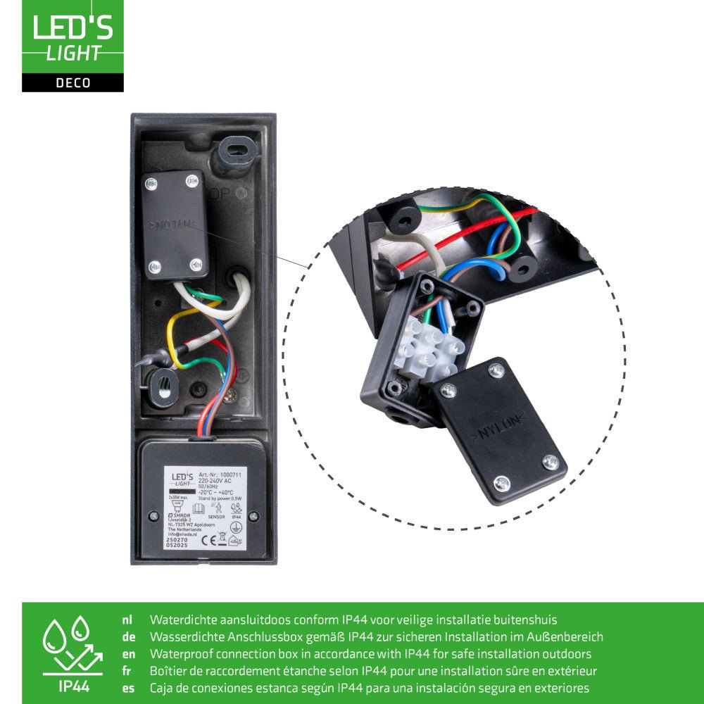 NØRD Up&Down Sensor - Aluminum - Wandarmatuur - 2xGU10 - Zwart Wandlampen LED.nl