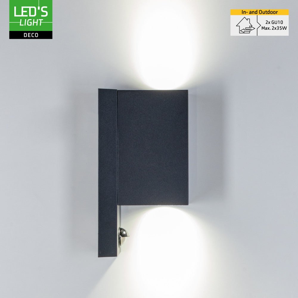 NØRD Up&Down Sensor - Aluminum - Wandarmatuur - 2xGU10 - Zwart Wandlampen LED.nl