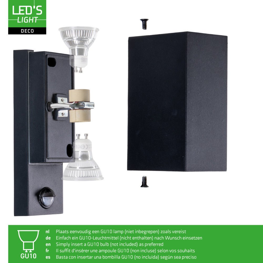 NØRD Up&Down Sensor - Aluminum - Wandarmatuur - 2xGU10 - Zwart Wandlampen LED.nl
