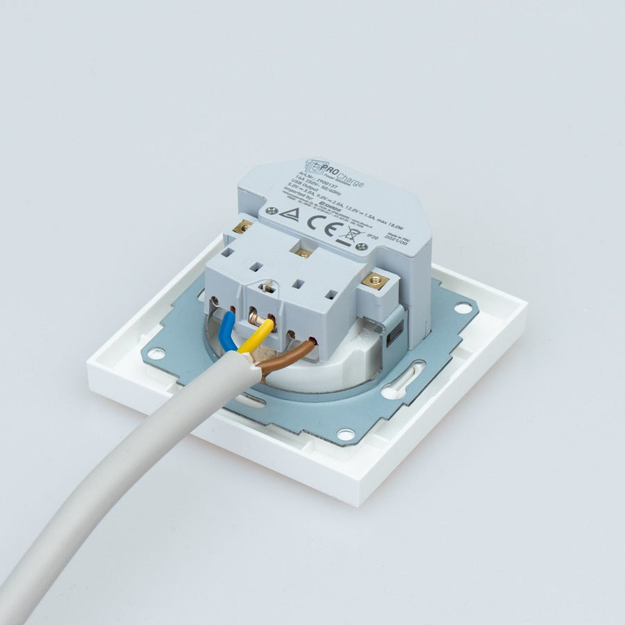 ProCharge Wandcontactdoos met USB-C en USB snelladers - Universeel - Wit - RAL9010 Stekkers LED.nl