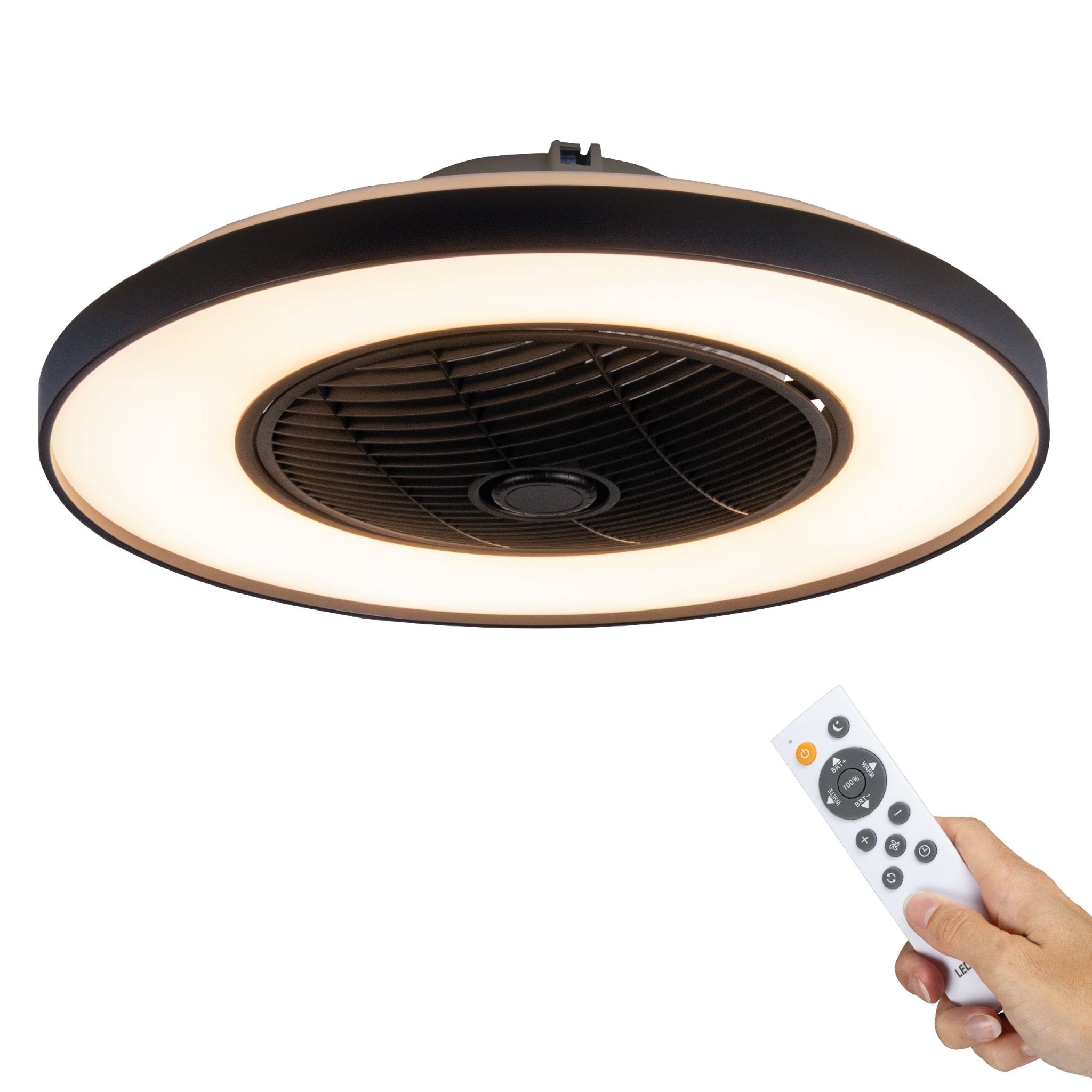 Proventa 3D Air Plafondlamp met Ventilator 60cm - Full room luchtcirculatie - Zomer & Winterstand – Licht en kleurtemperatuur instelbaar Plafondventilatoren LED.nl
