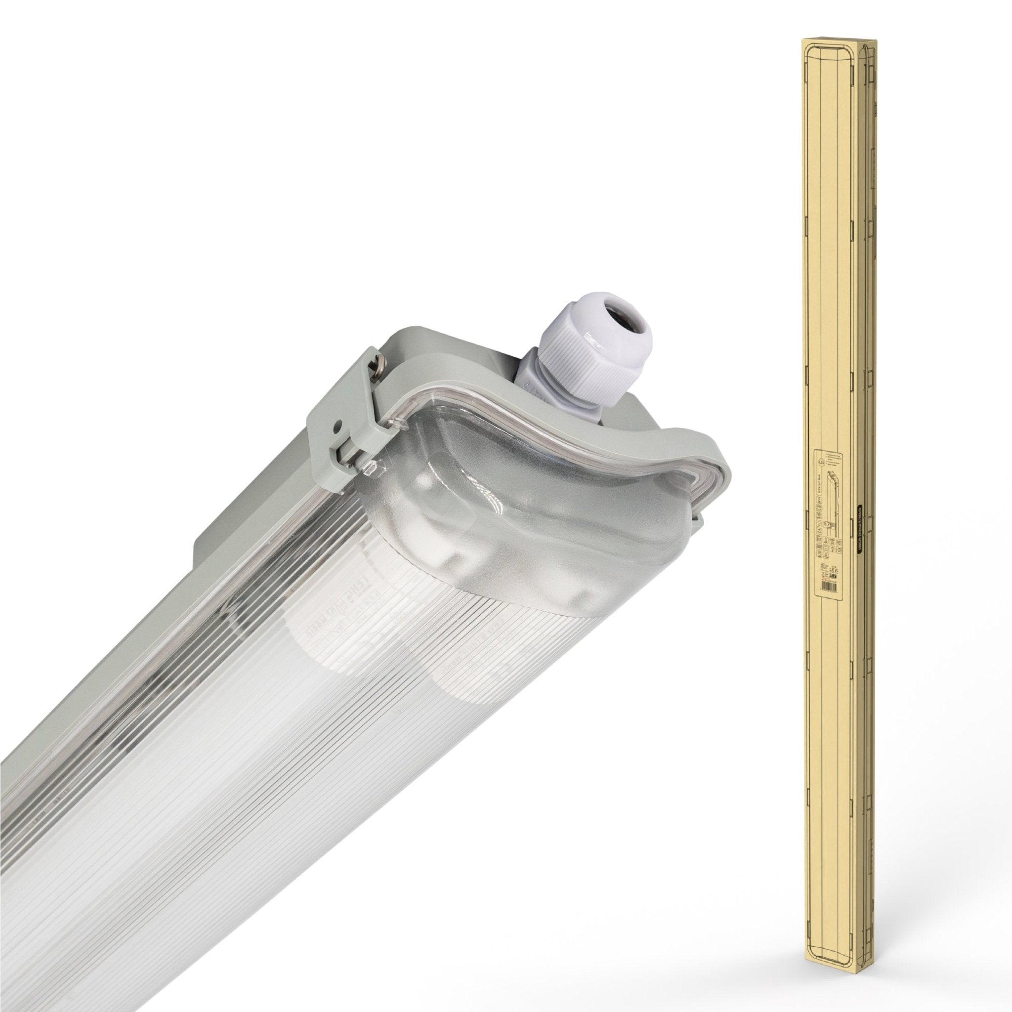 Proventa LED TL 4 dubbel armaturen met 8 buizen 150 cm - Koud wit licht 6500 K - Waterdicht - 4 stuks - LED.nl