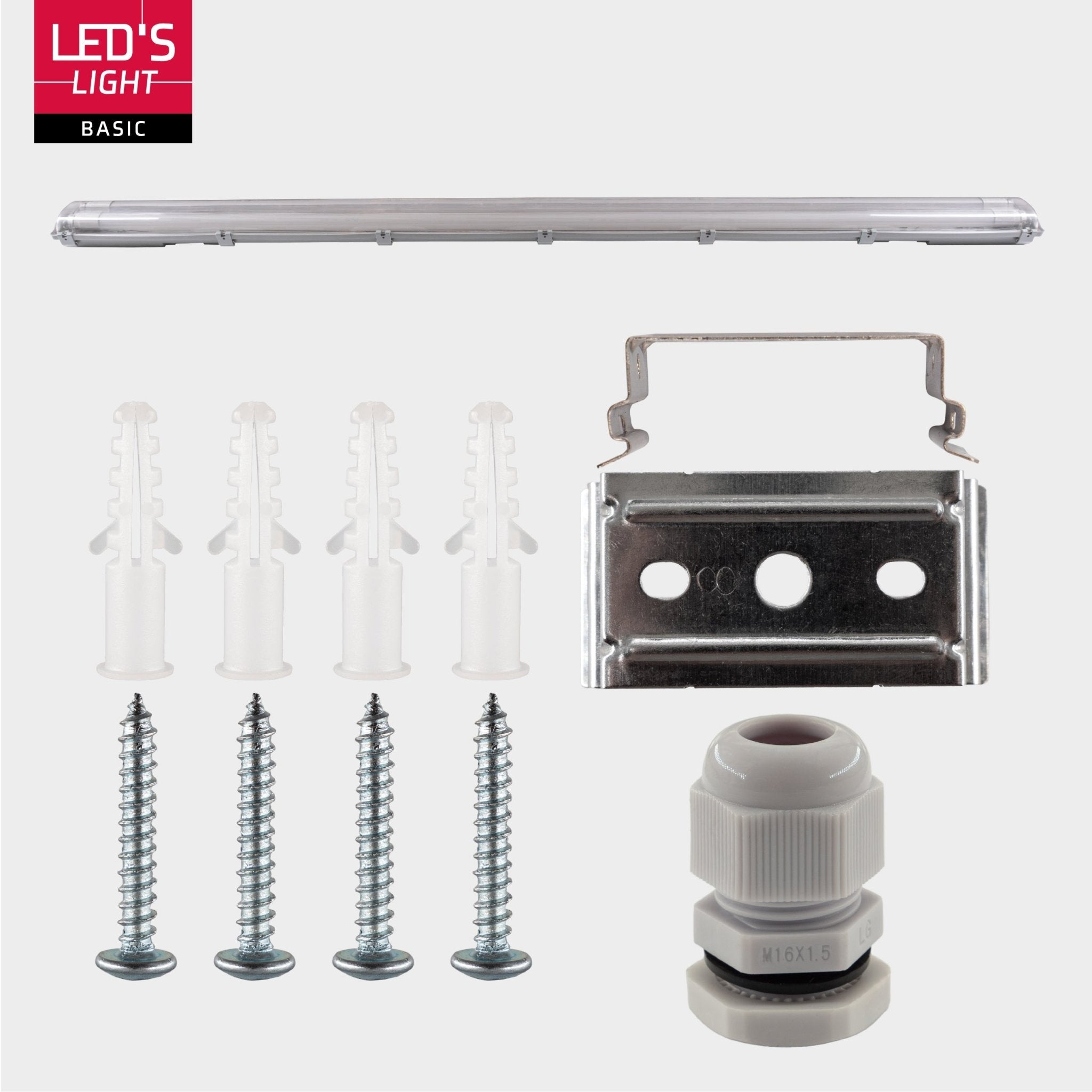 Proventa LED TL 4 dubbel armaturen met 8 buizen 150 cm - Koud wit licht 6500 K - Waterdicht - 4 stuks - LED.nl
