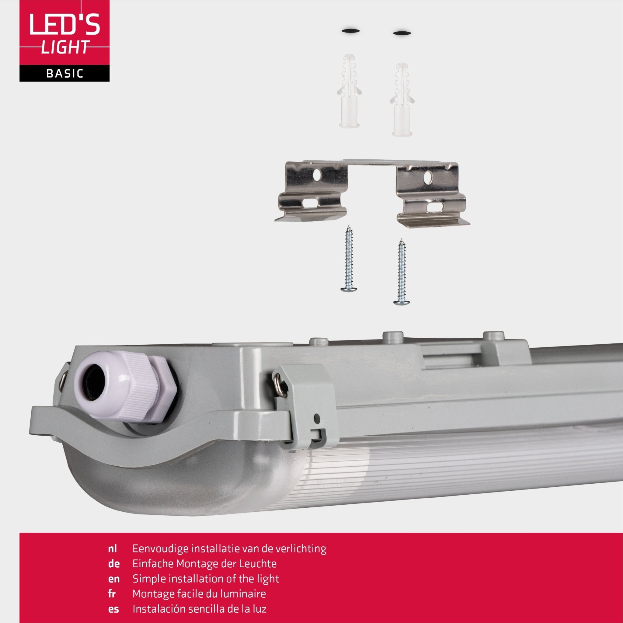 Proventa LED TL 4 dubbel armaturen met 8 buizen 150 cm - Koud wit licht 6500 K - Waterdicht - 4 stuks - LED.nl