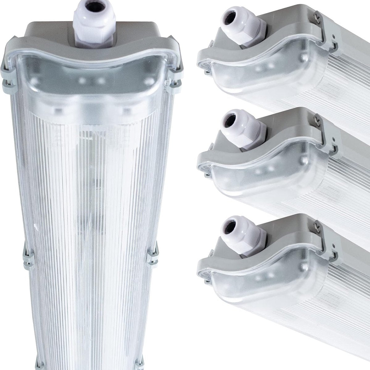 Proventa LED TL 4 dubbel armaturen met 8 buizen 150 cm - Koud wit licht 6500 K - Waterdicht - 4 stuks - LED.nl