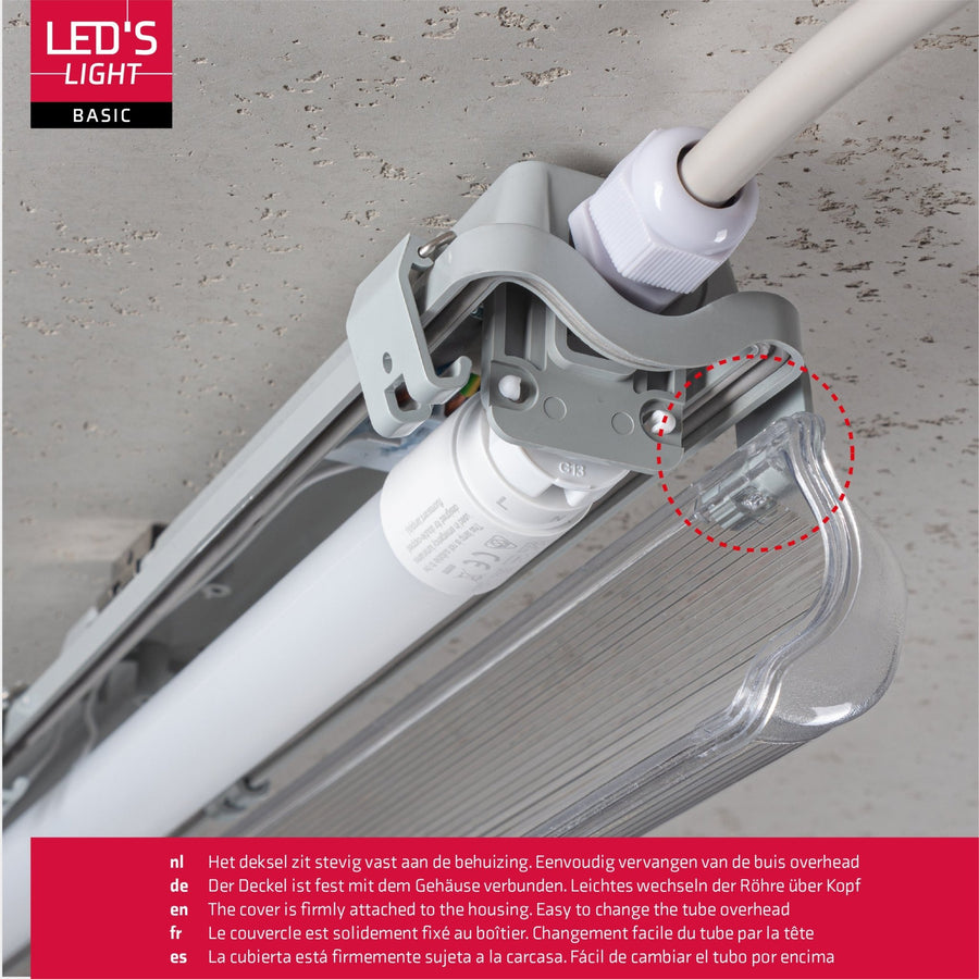 Proventa LED TL 8 Leuchten mit Lampen 150 cm - Kaltweißes Licht 6500 K - Wasserfest - Vorteilspackung - 8 Stück - LED.de