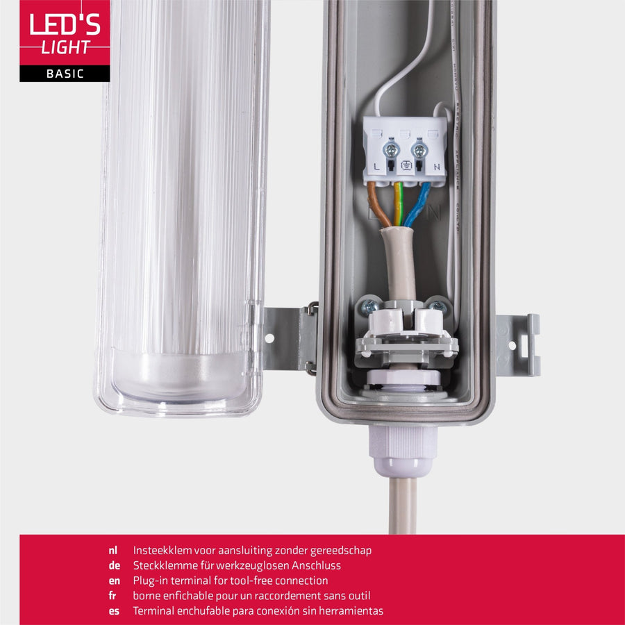Proventa LED TL 8 Leuchten mit Lampen 150 cm - Kaltweißes Licht 6500 K - Wasserfest - Vorteilspackung - 8 Stück - LED.de