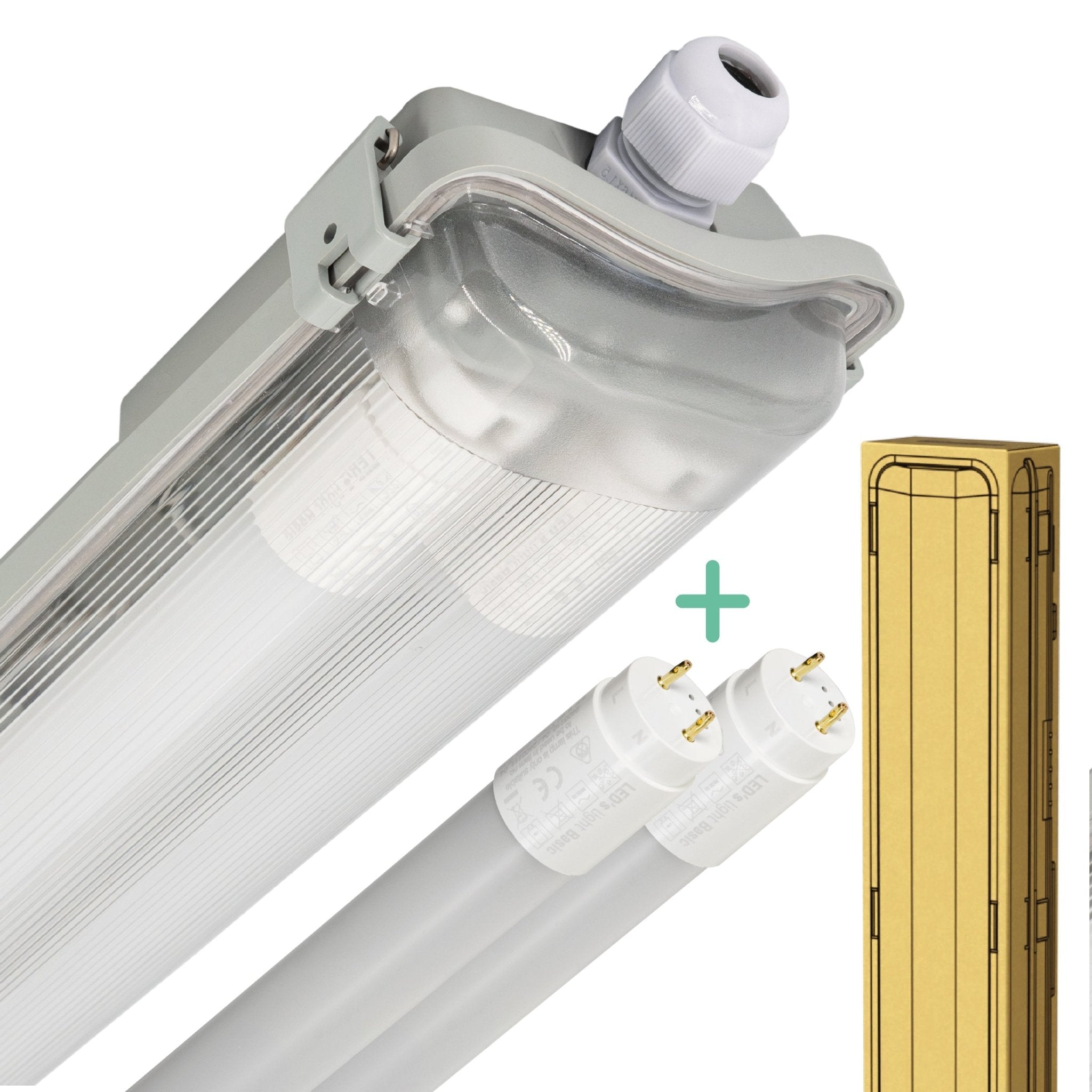 LED's Light LED TL dubbel armatuur 150 cm - warm wit licht 4000K - Compleet met 2 LED TL buizen 150 cm - 5760lm TL verlichting LED.nl