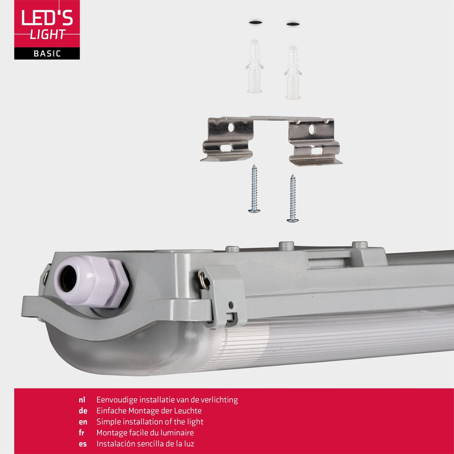 Proventa LED TL dubbel armatuur met 2 buizen 150 cm - Koud wit licht 6500 K - Waterdicht - Complete set TL verlichting LED.nl
