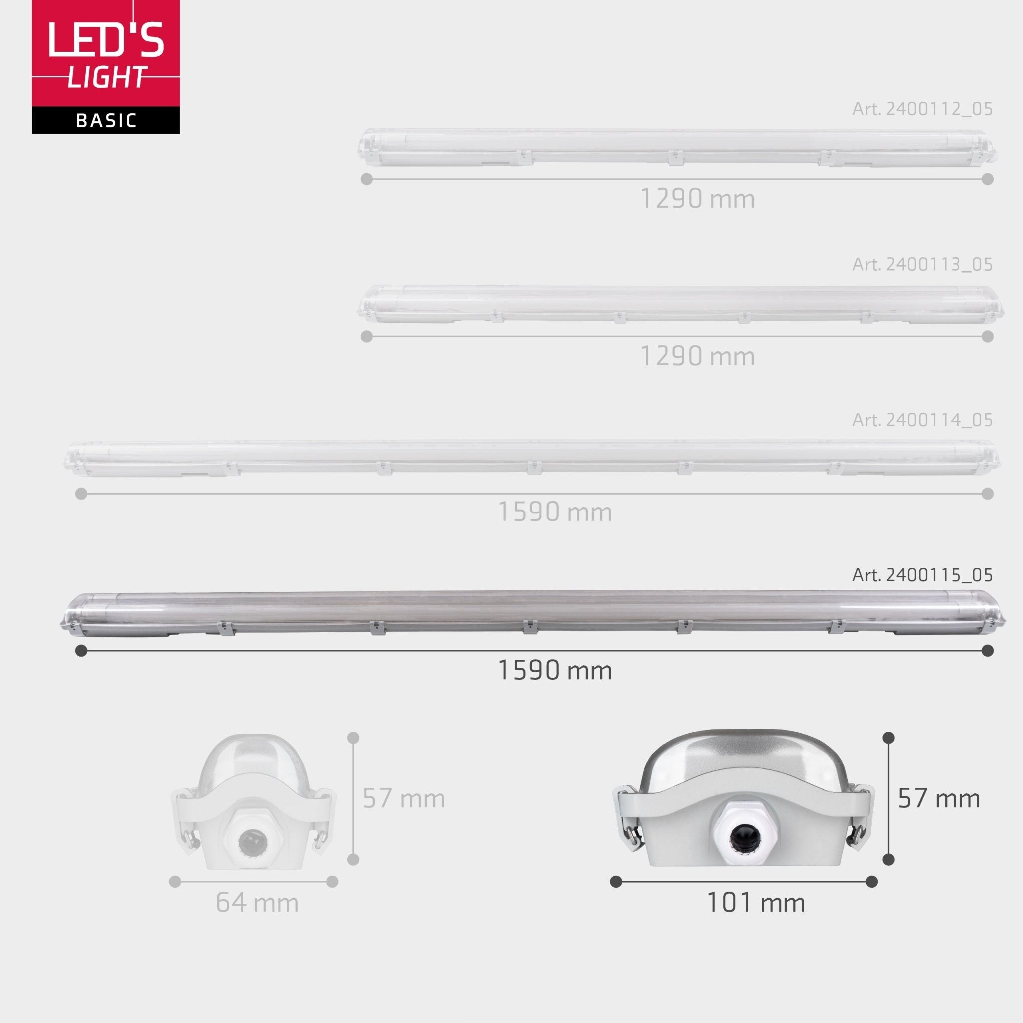 Proventa LED TL dubbel armatuur met 2 buizen 150 cm - Koud wit licht 6500 K - Waterdicht - Complete set - LED.nl