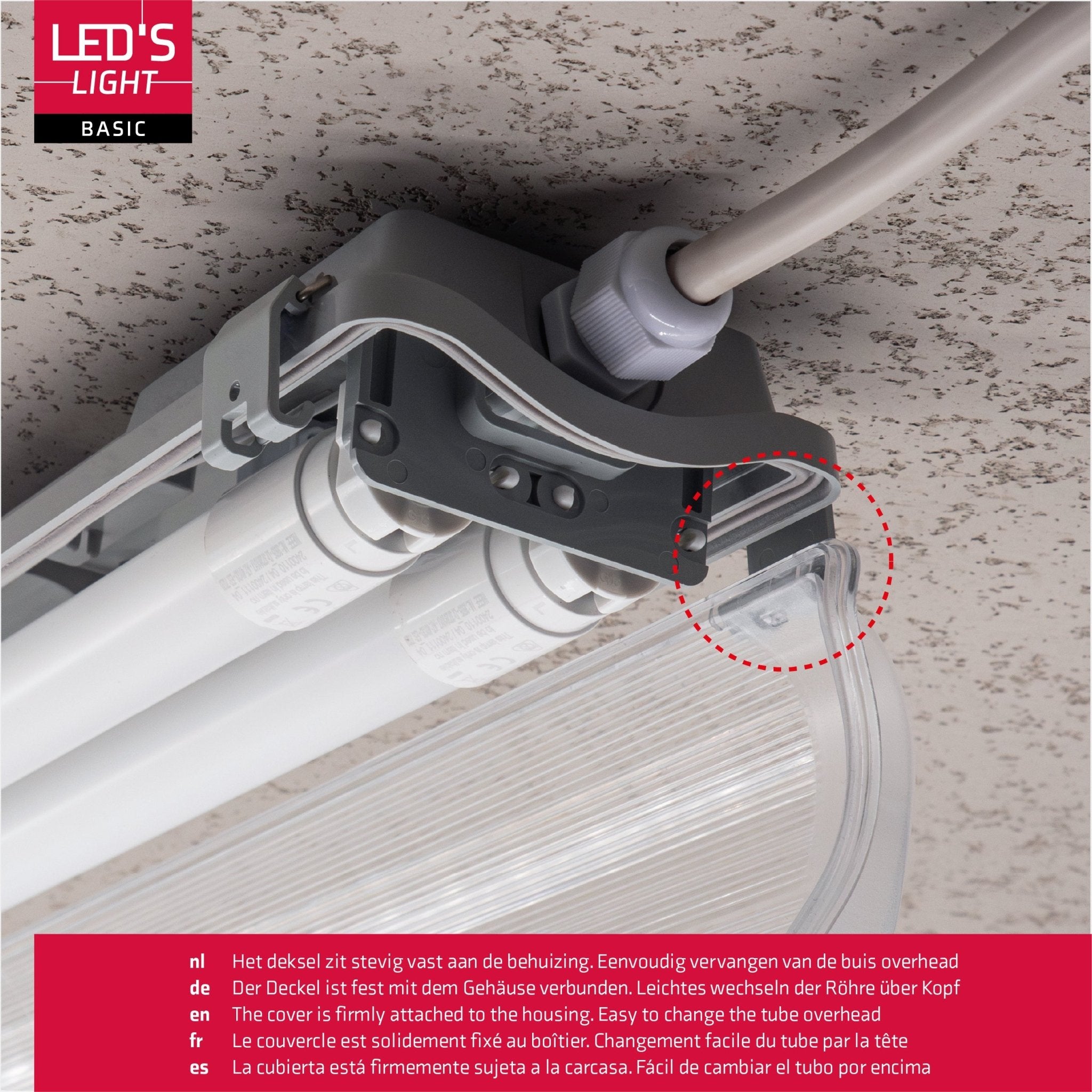 Proventa LED TL dubbel armatuur met 2 buizen 150 cm - Koud wit licht 6500 K - Waterdicht - Complete set - LED.nl