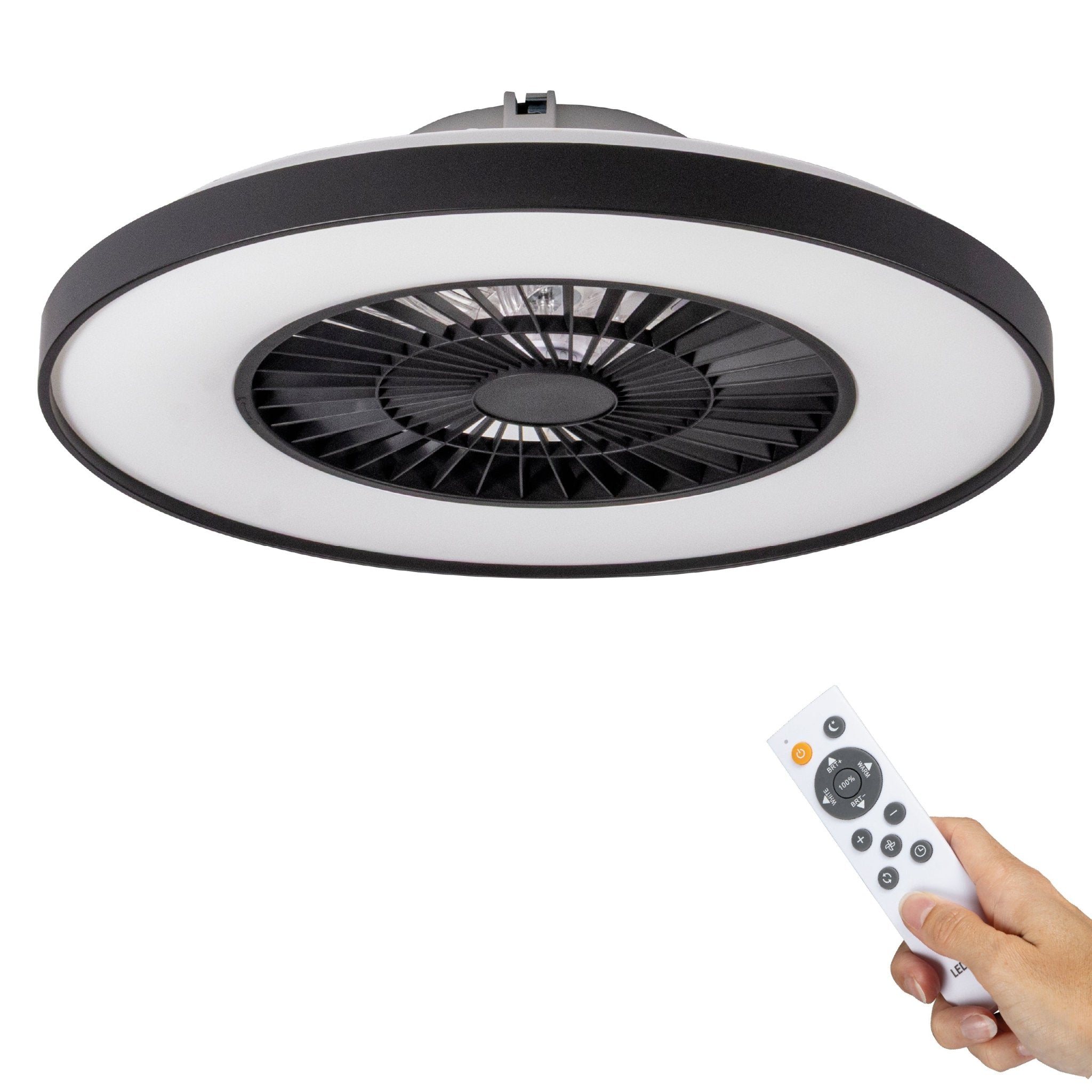 Proventa Premium Plafondventilator met lamp 60 cm - Zomer- en winterstand met afstandsbediening - Zwart Plafondventilatoren LED.nl