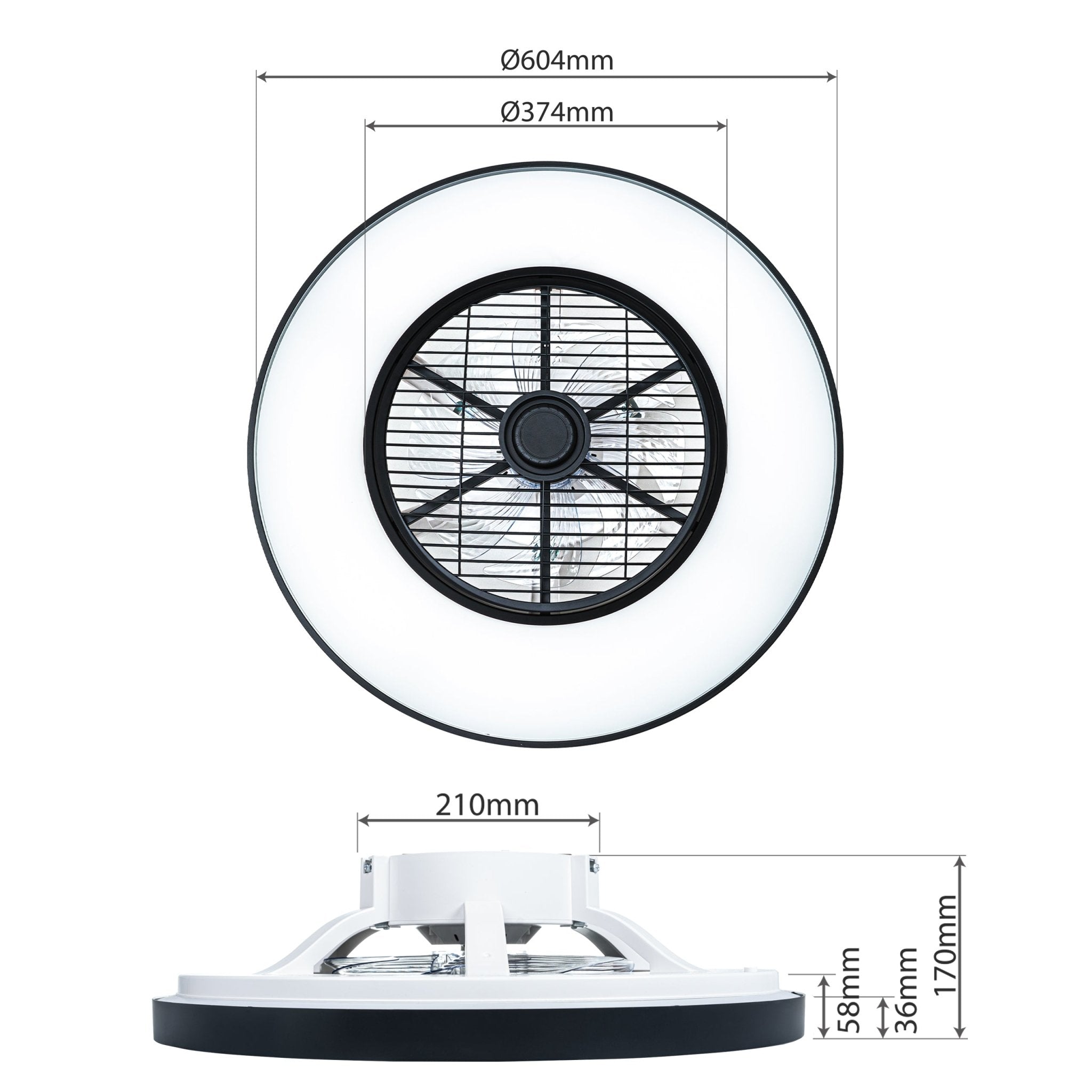 Proventa Premium Plafondventilator met lamp 60 cm - Zomer- en winterstand met afstandsbediening - Zwart - LED.nl