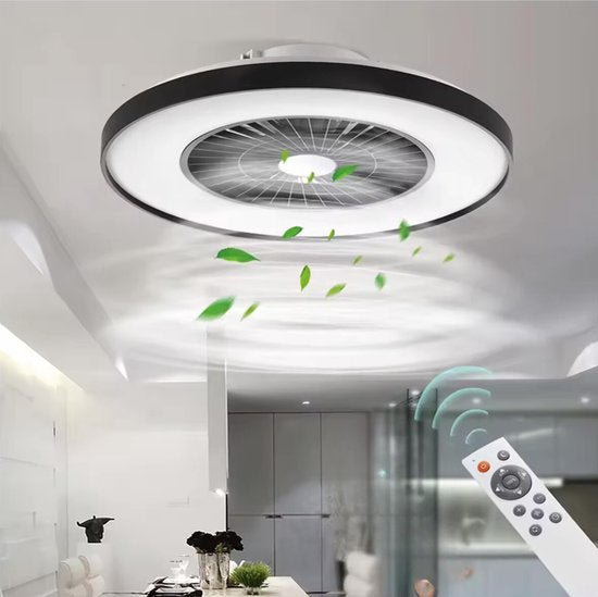 Proventa Premium Plafondventilator met lamp 60 cm - Zomer- en winterstand met afstandsbediening - Zwart - LED.nl