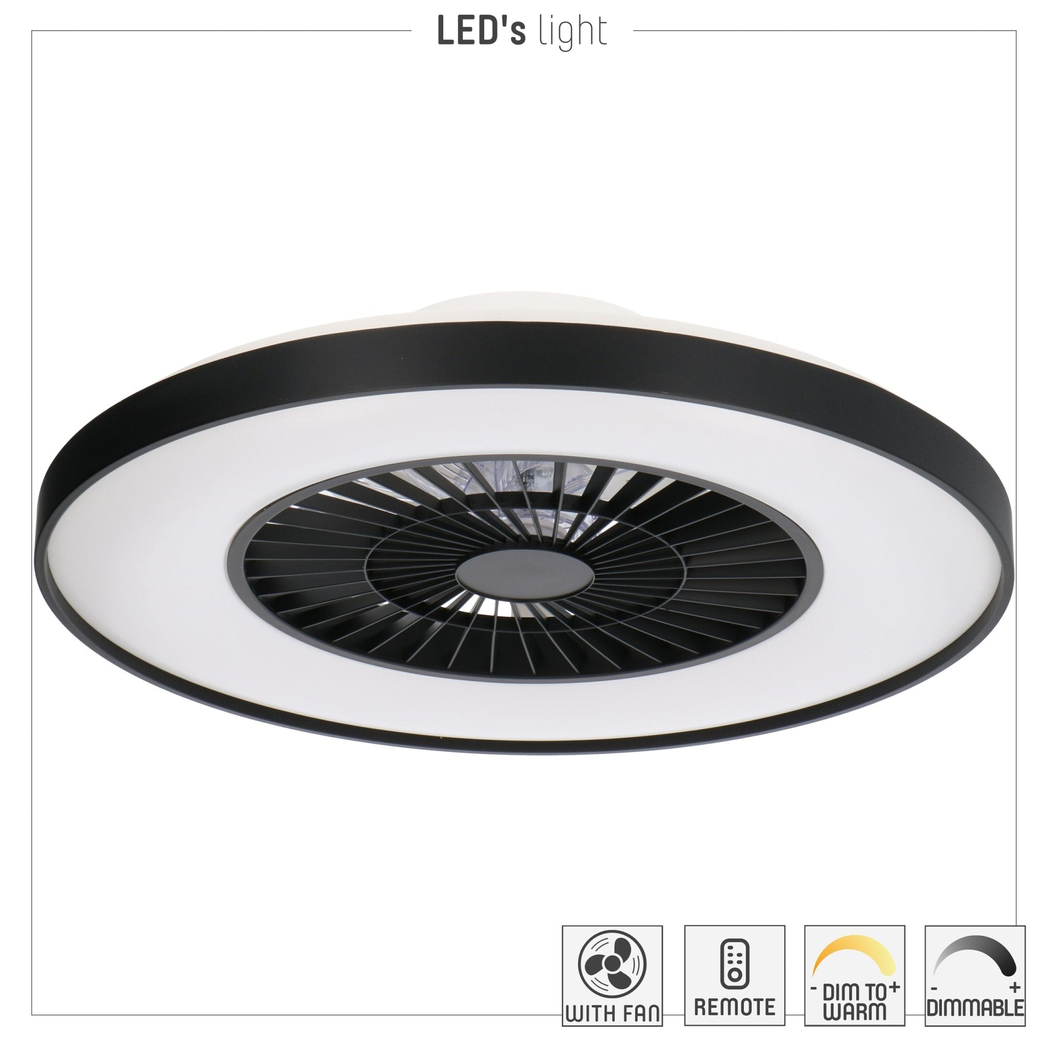 Proventa Premium Plafondventilator met lamp 60 cm - Zomer- en winterstand met afstandsbediening - Zwart - LED.nl
