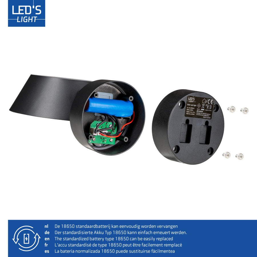 Solar Wandlamp Buitenlamp met Bewegingssensor - 350lm - 4000K - Zwart - IP54 - Sensor LED.nl