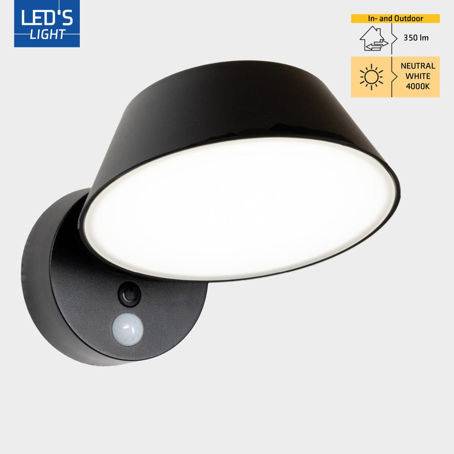 Solar Wandlamp Buitenlamp met Bewegingssensor - 350lm - 4000K - Zwart - IP54 - Sensor LED.nl