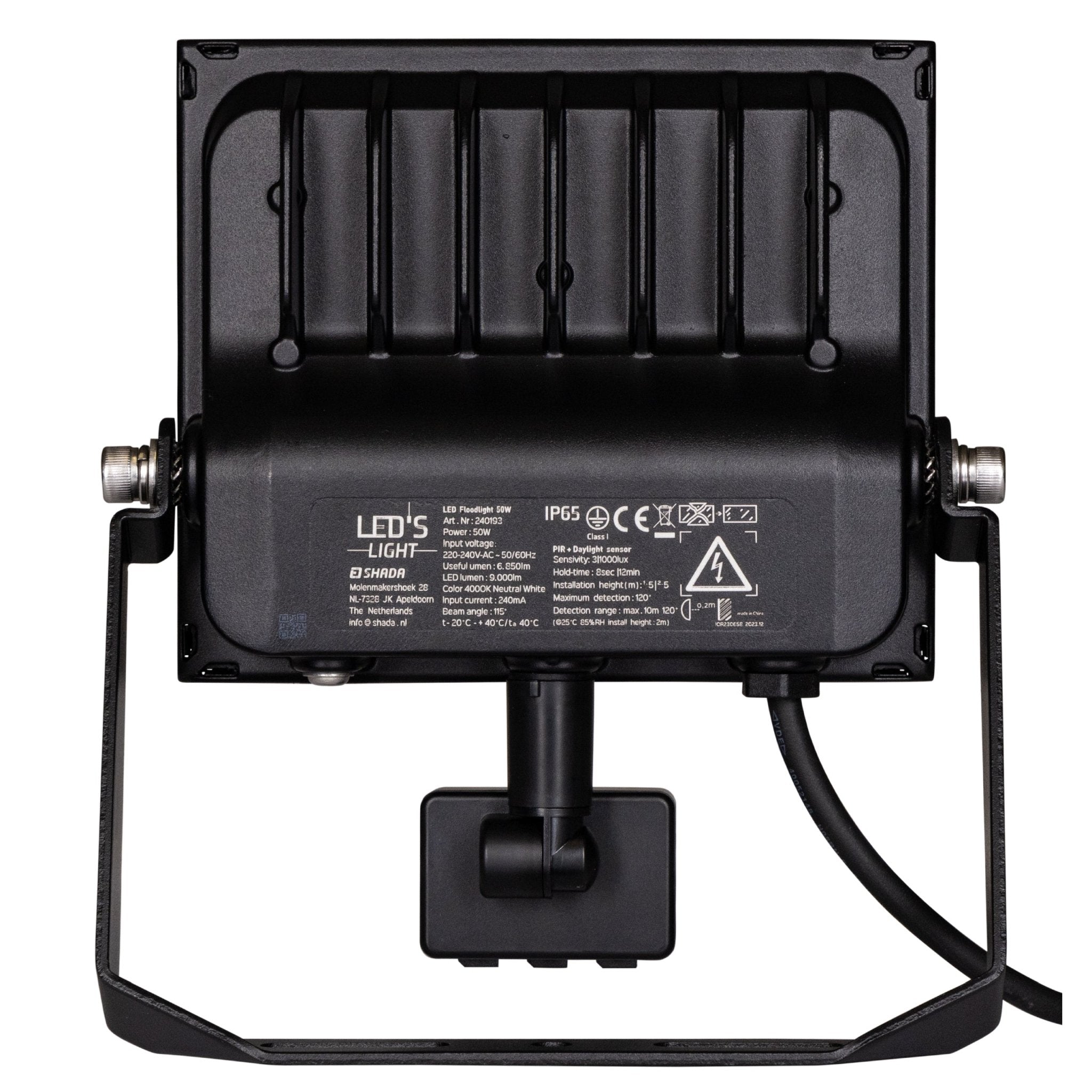 UltraFlood LED Schijnwerper 50W met Bewegingssensor en Daglichtsensor - Kantelbaar - 8000 Lumen - IP65 - LED.nl
