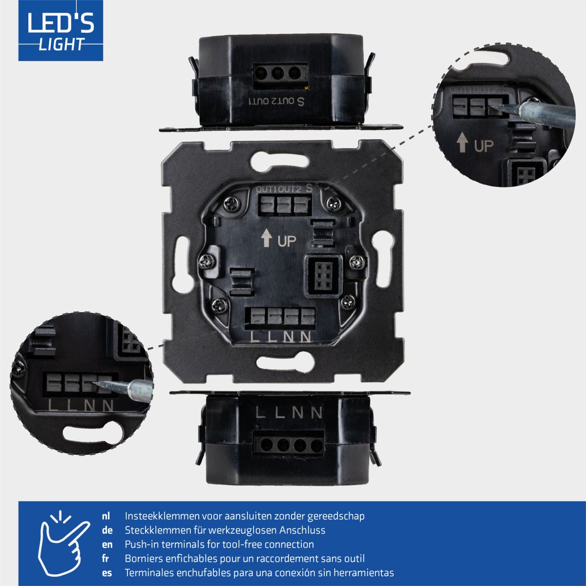 Wandschakelaar met Bewegingssensor - 55 x 55 mm inbouw - Compatibel met LED - Wit - LED.nl