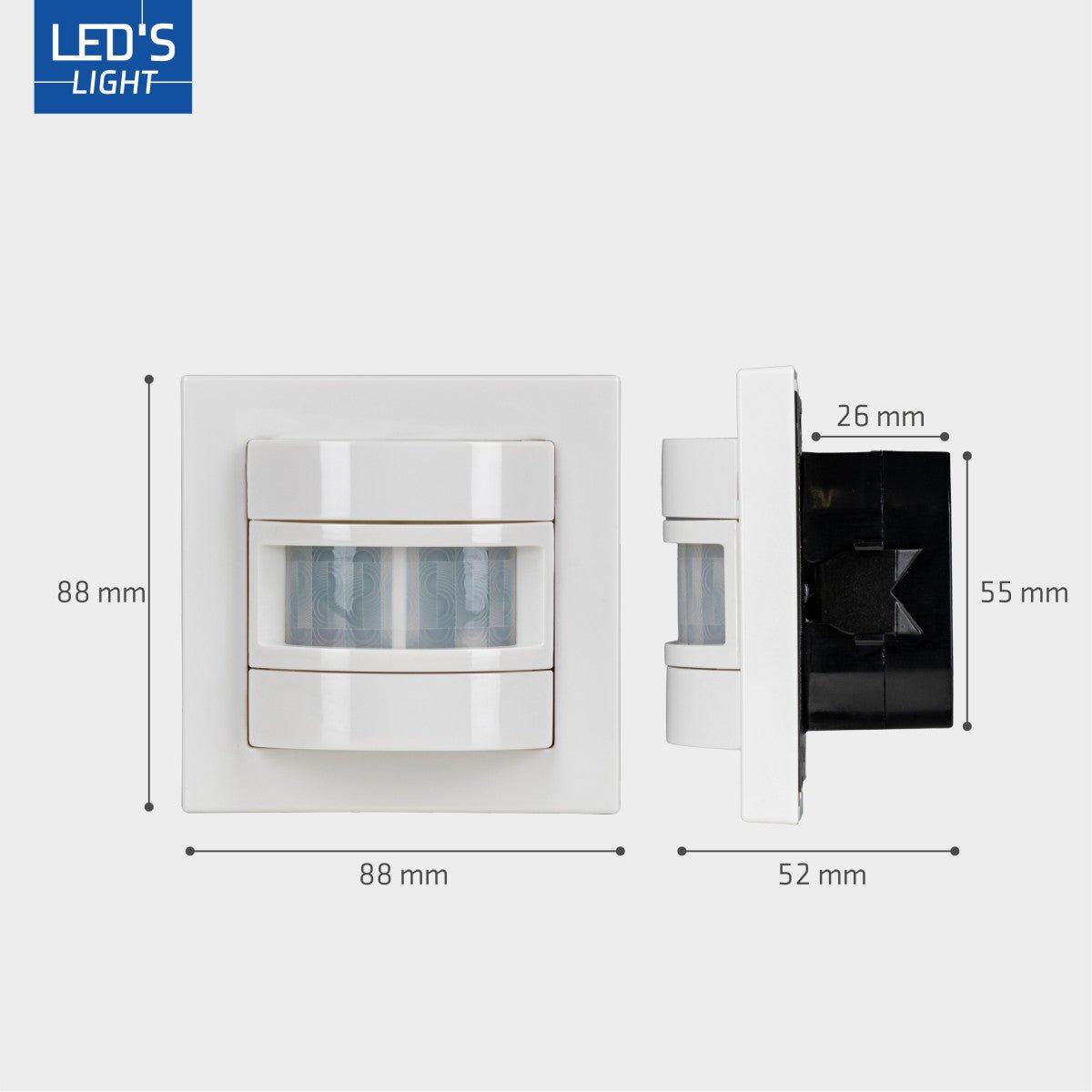 Wandschakelaar met Bewegingssensor - 55 x 55 mm inbouw - Compatibel met LED - Wit - LED.nl
