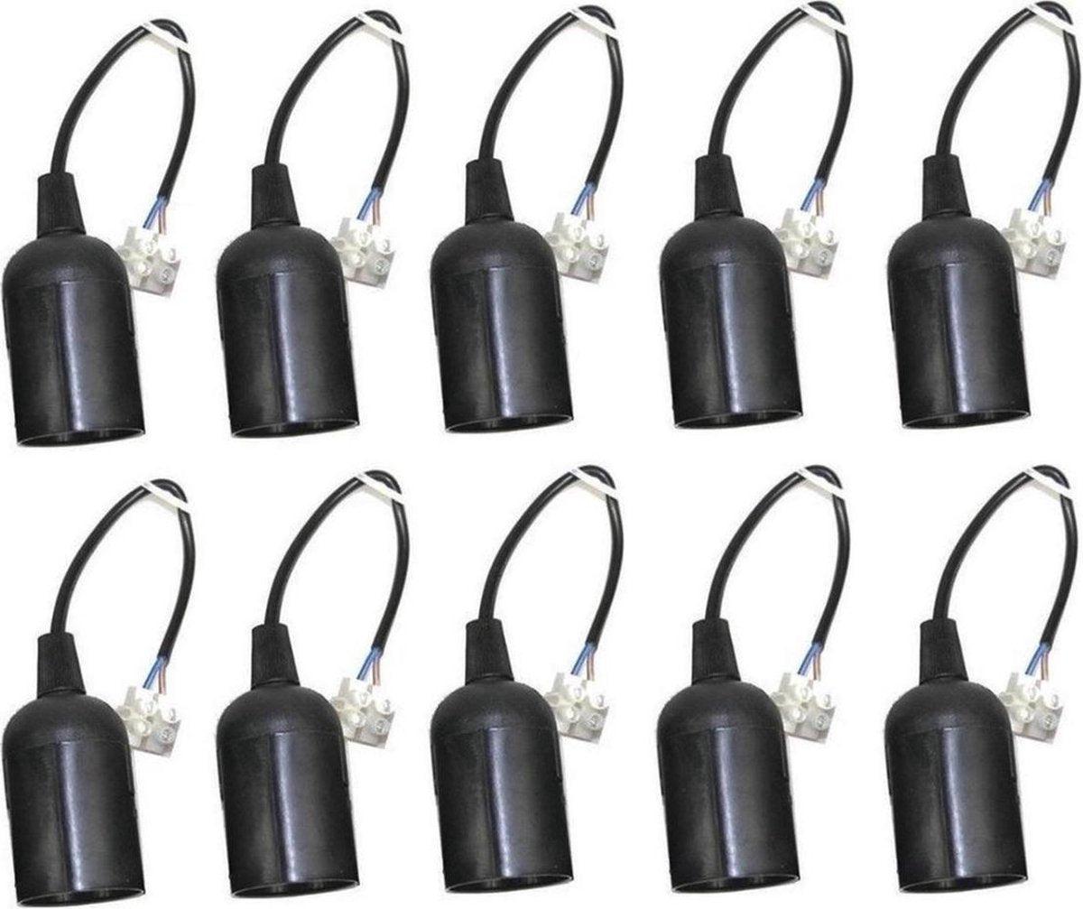 10 x Verhuisfitting E27 met kroonsteen - Set van 10 E27 lampfittingen max. 60W - LED.nl