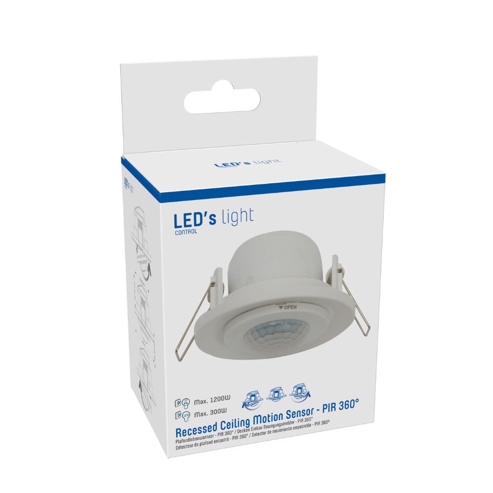 2in1 bewegingsmelder inbouw - 0 tot 1200W - Detectiebereik van 8 meter - LED.nl