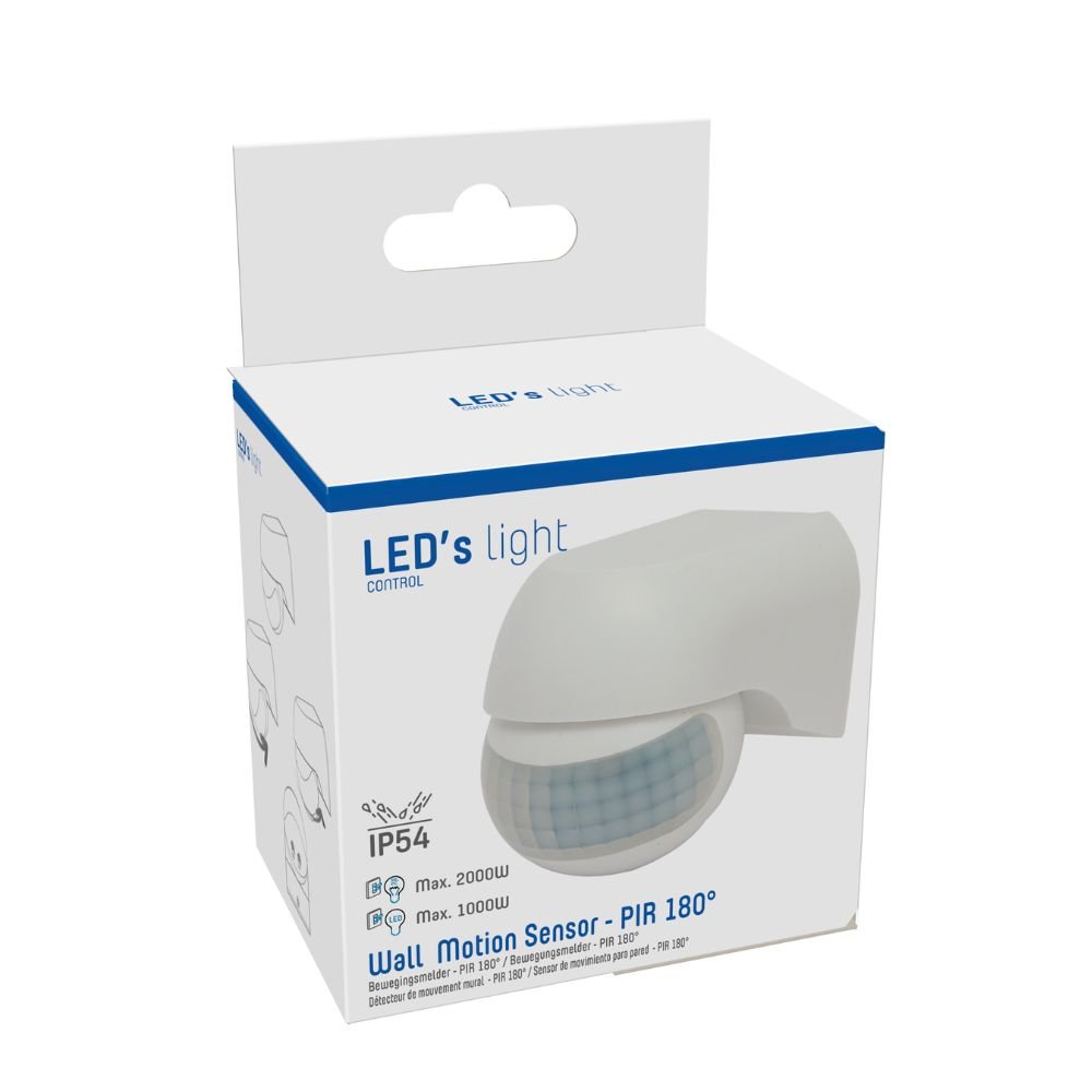 2in1 Bewegingsmelder met 12 m bereik - voor binnen en buiten - Wandmontage - Wit - LED.nl