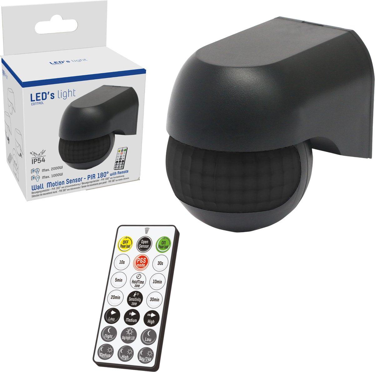 2in1 Bewegingsmelder met afstandsbediening - Detecteert schemer en beweging - Zwart - LED.nl