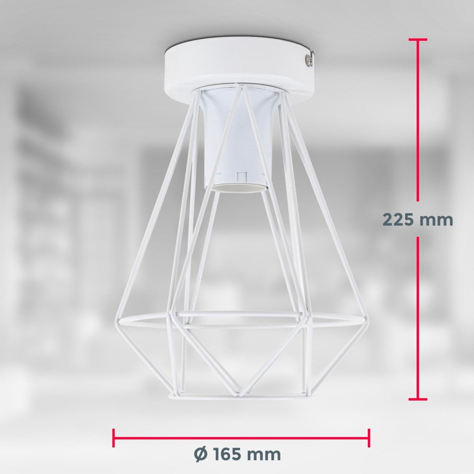 B.K.Licht - Decoratieve witte plafondlamp - Metaal - Industrieel - Draad - Ø16.5cm - Met E27 fitting - Excl. lichtbron - LED.nl