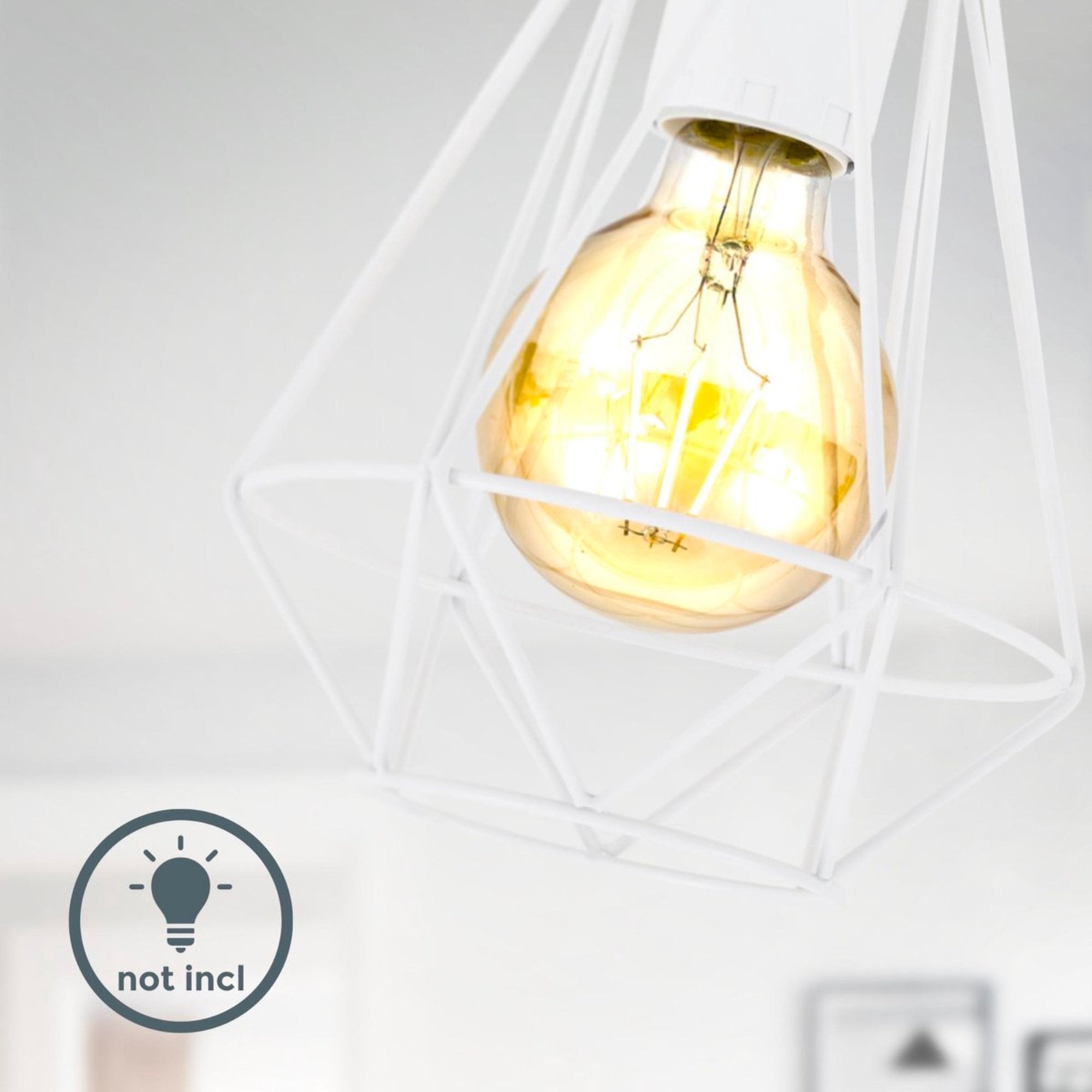 B.K.Licht - Decoratieve witte plafondlamp - Metaal - Industrieel - Draad - Ø16.5cm - Met E27 fitting - Excl. lichtbron - LED.nl