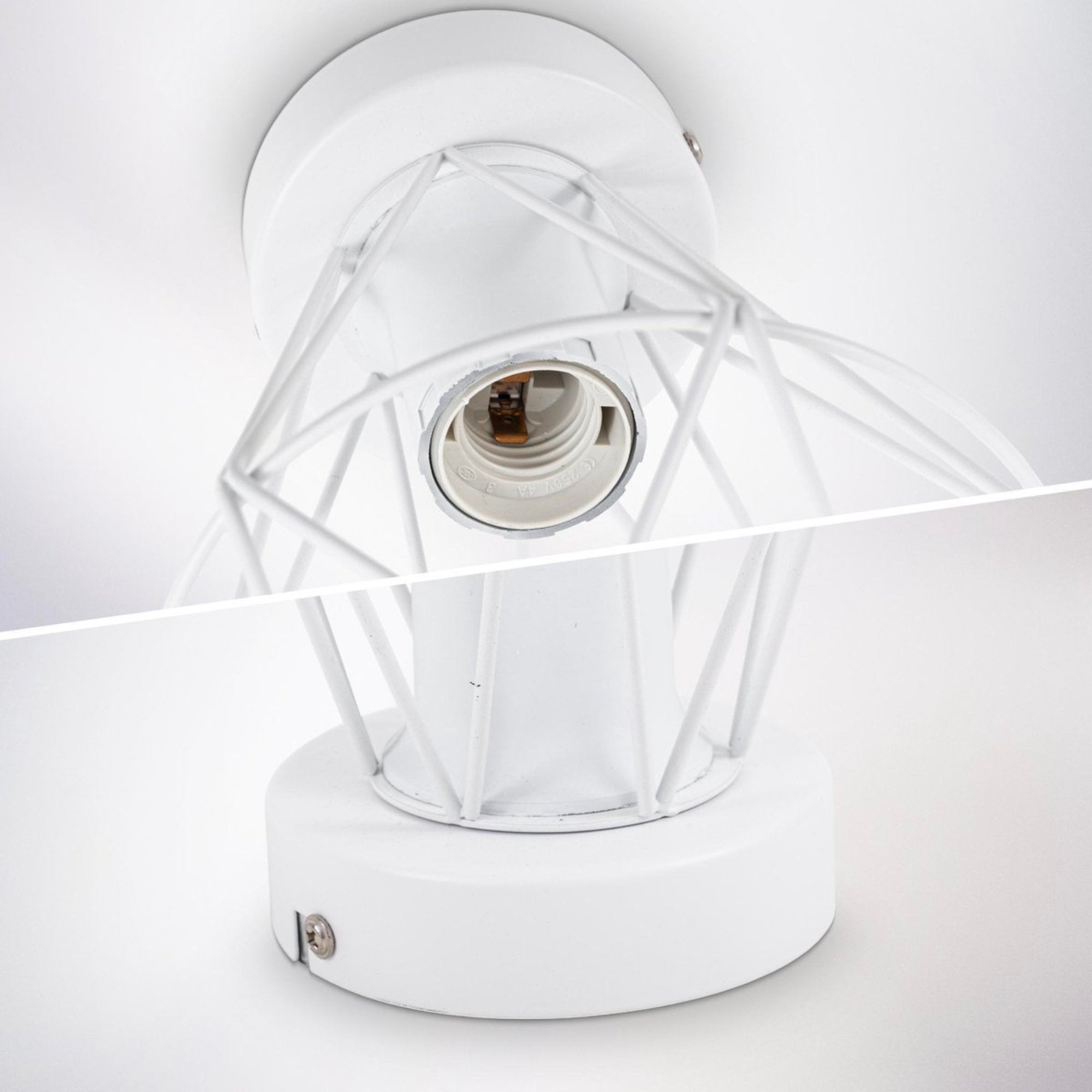 B.K.Licht - Decoratieve witte plafondlamp - Metaal - Industrieel - Draad - Ø16.5cm - Met E27 fitting - Excl. lichtbron - LED.nl