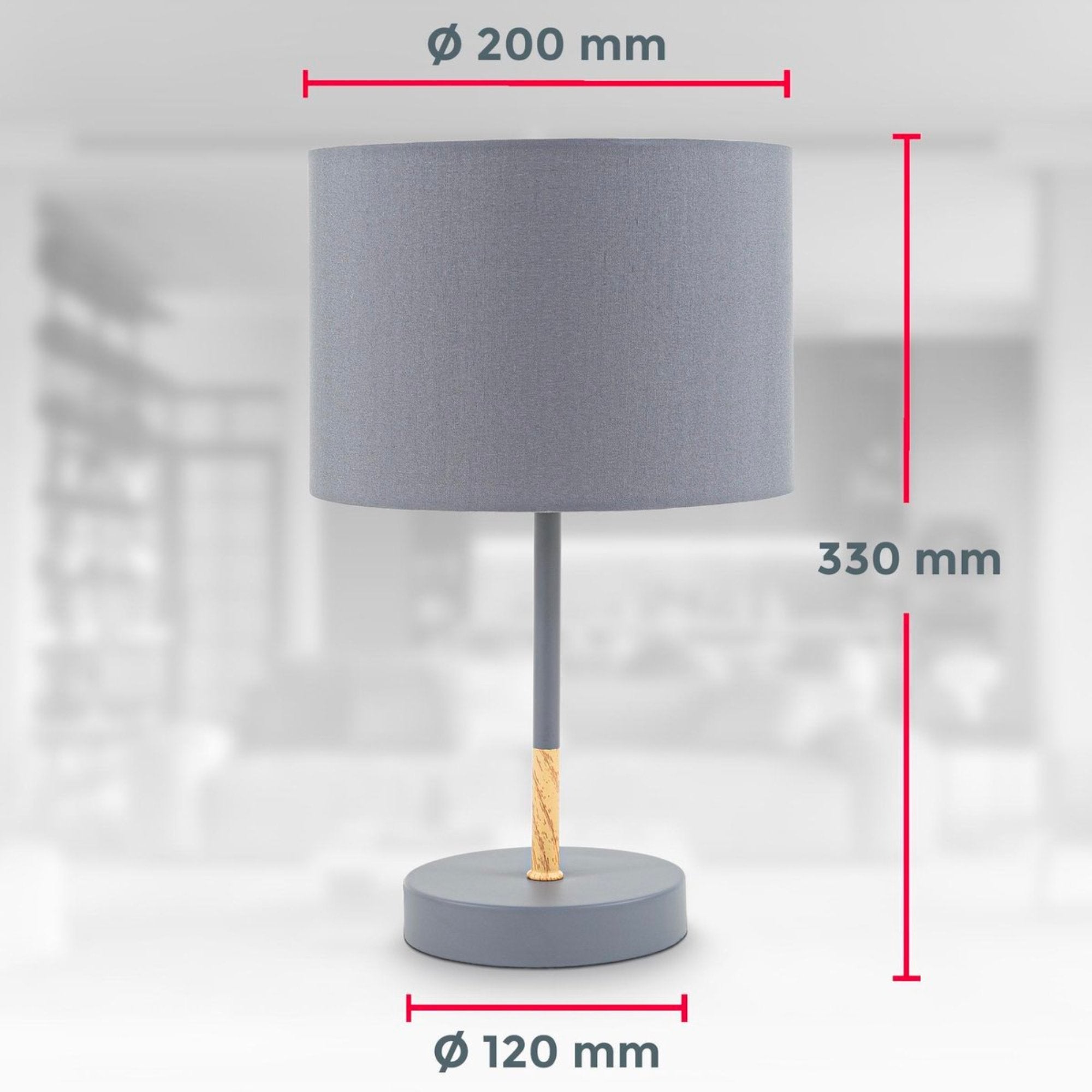 B.K.Licht - Grijze tafellamp - Metaal & stof - Met kap - Scandinavische bedlamp - Slaapkamer lamp - E27 fitting - Excl. lichtbron - LED.nl