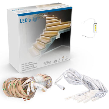 LED's Light Complete LED Trapverlichting Set - 15 treden x 80 cm - Lengte aanpasbaar - Warm wit licht (2700K) Trapverlichting LED.nl