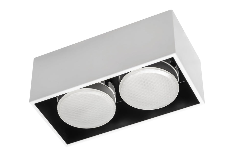 LED's Light Cube LED Plafondlamp - 2 lichtpunten - Draaibaar licht - Staal - 20 x 8 cm - Wit Plafondlampen LED.nl
