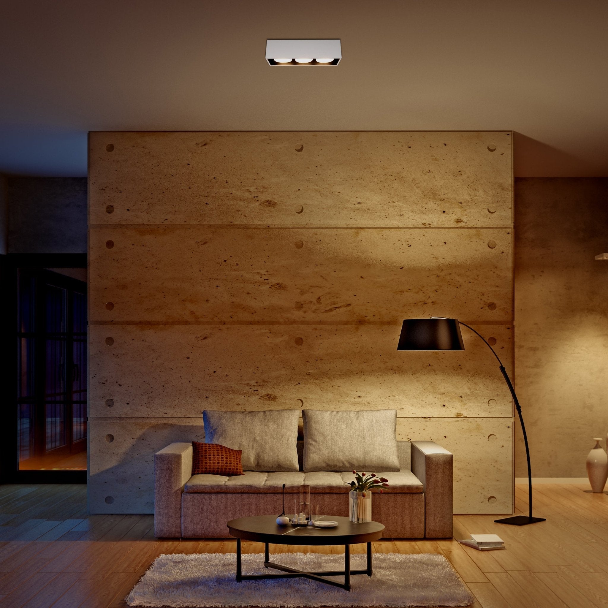 Cube Plafondlamp met 3 lichtpunten - Draaibaar licht -  Staal - 30 x 8 cm - Wit - LED.nl