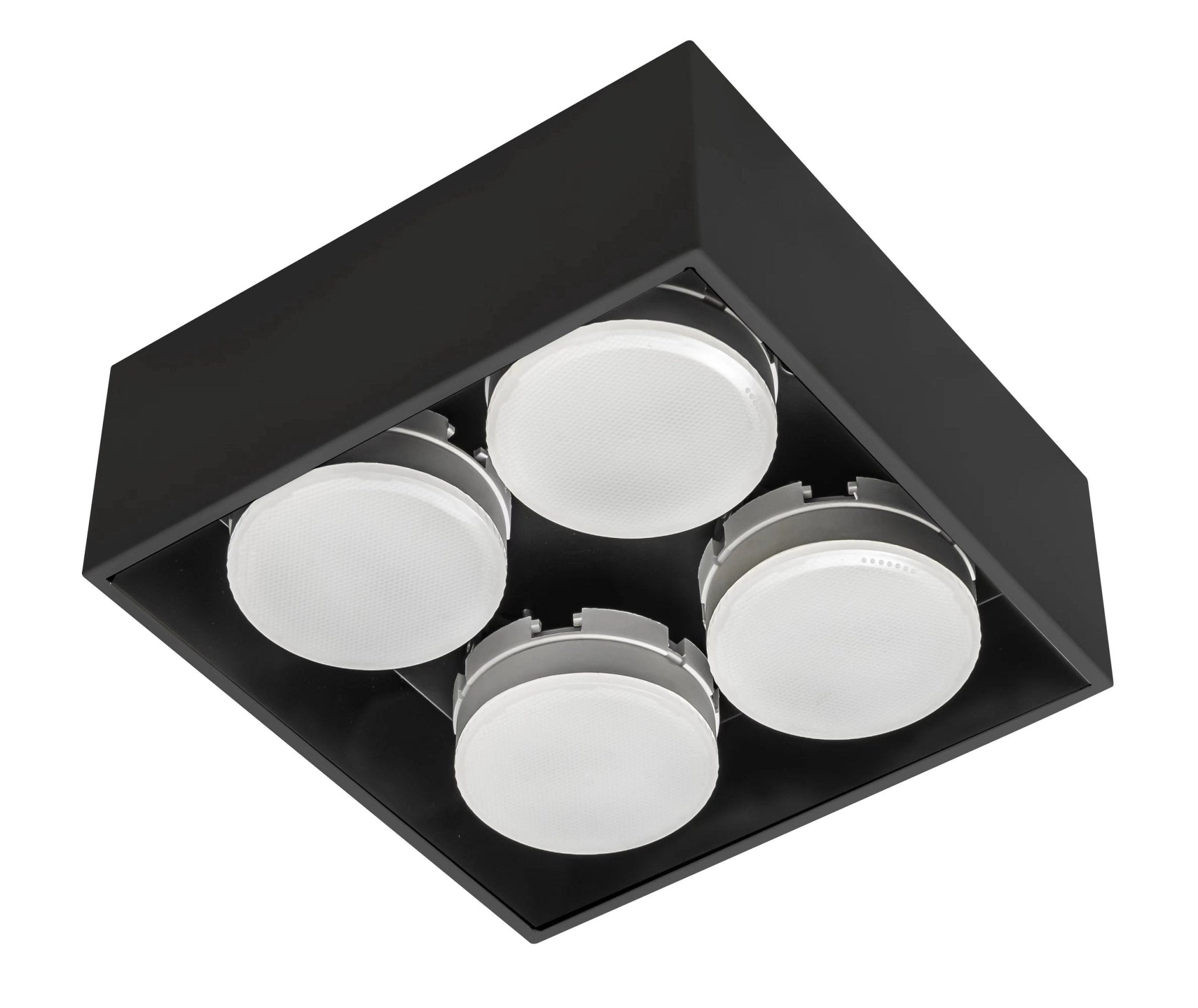 Cube Plafonniere met 4 lichtpunten - Draaibaar licht -  Staal - 20 x 20 cm - Zwart - LED.nl