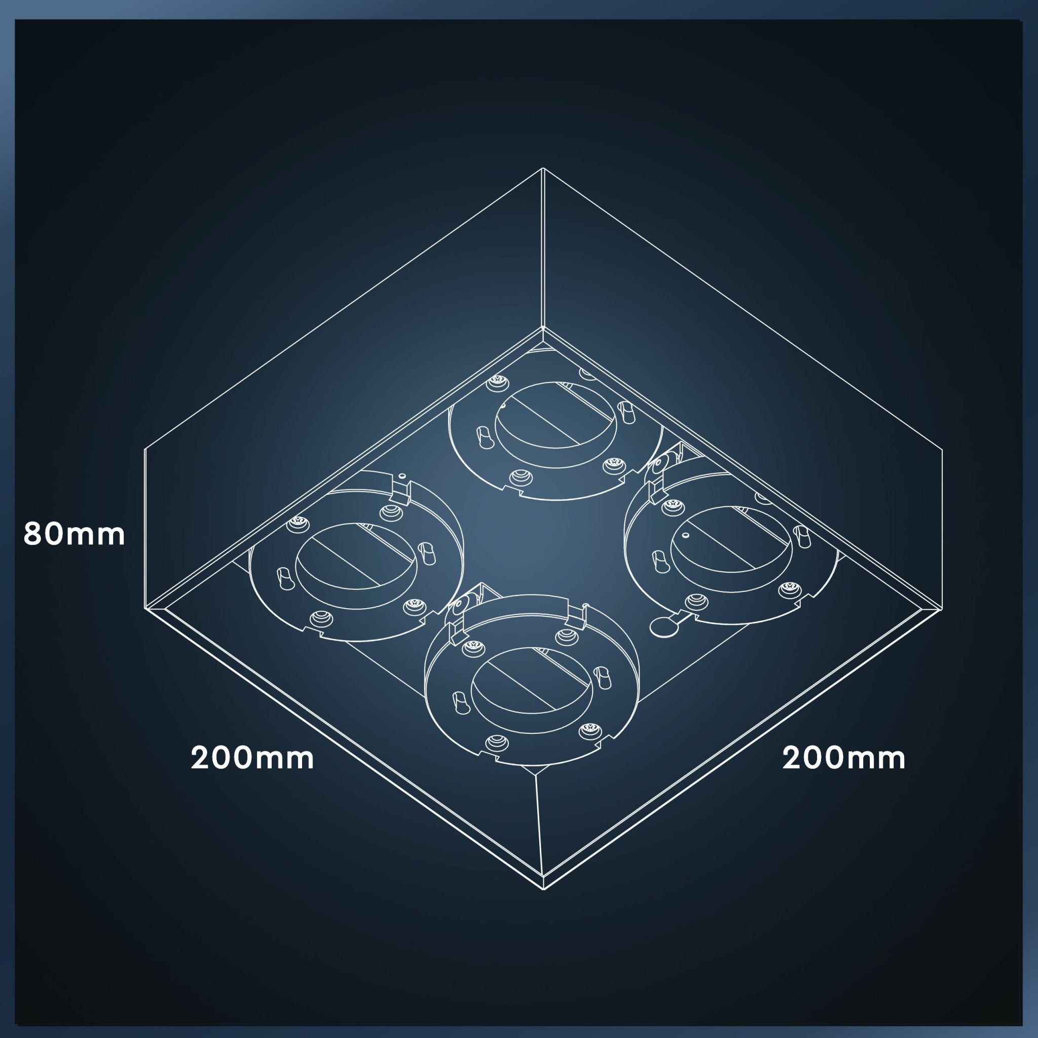 Cube Plafonniere met 4 lichtpunten - Draaibaar licht -  Staal - 20 x 20 cm - Zwart - LED.nl